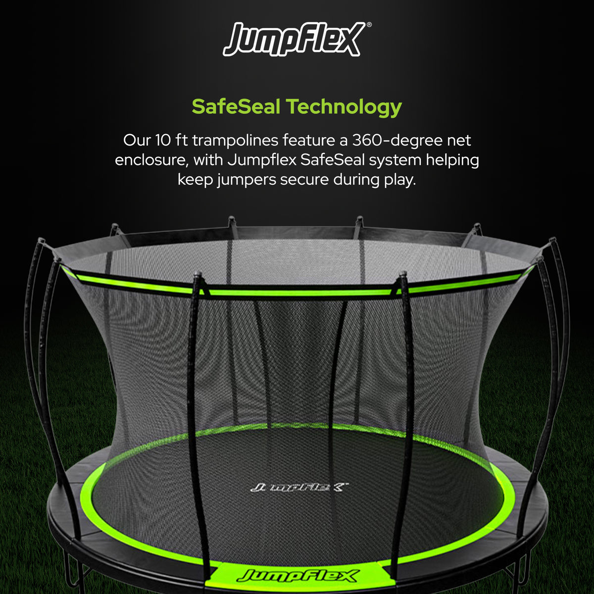 Jumpflex FLEX 12' Trampoline, Outdoor Play Equipment with PROJAM Basketball Hoop
