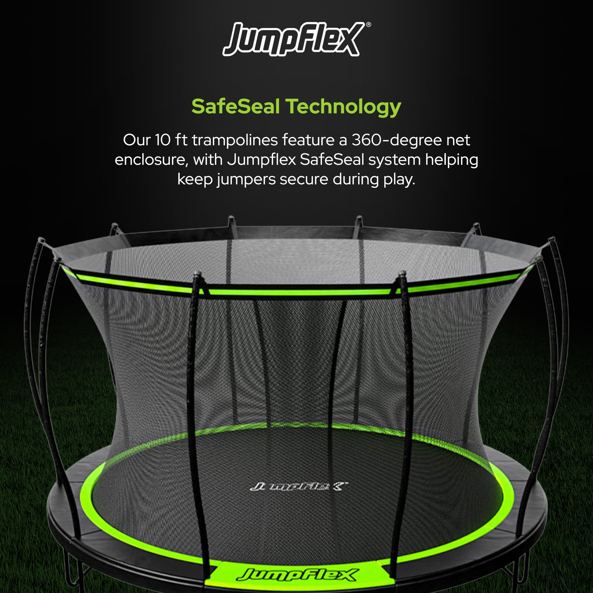 Jumpflex FLEX 12' Trampoline, Outdoor Play Equipment with PROJAM Basketball Hoop