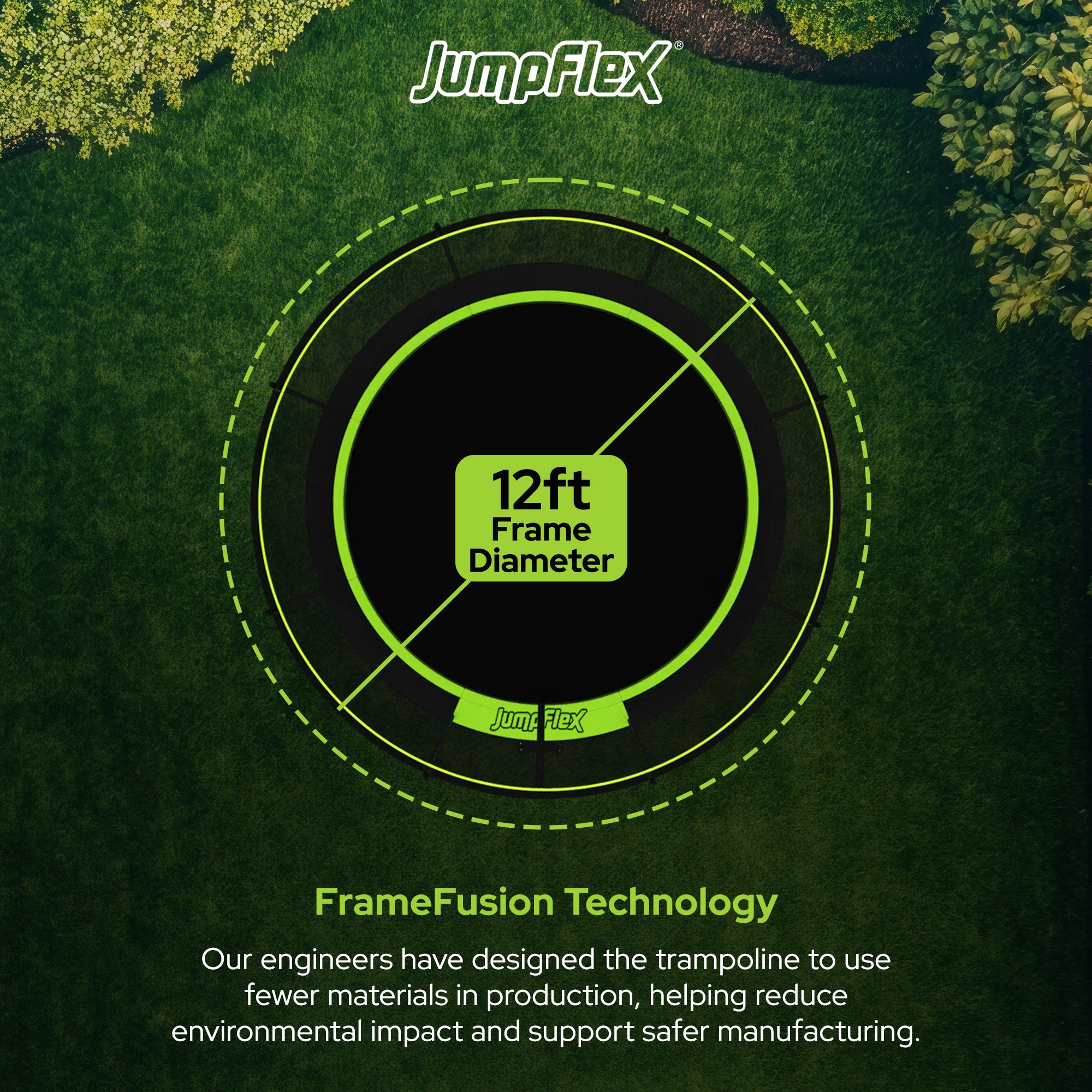 Jumpflex FLEX 12' Trampoline, Outdoor Play Equipment with PROJAM Basketball Hoop