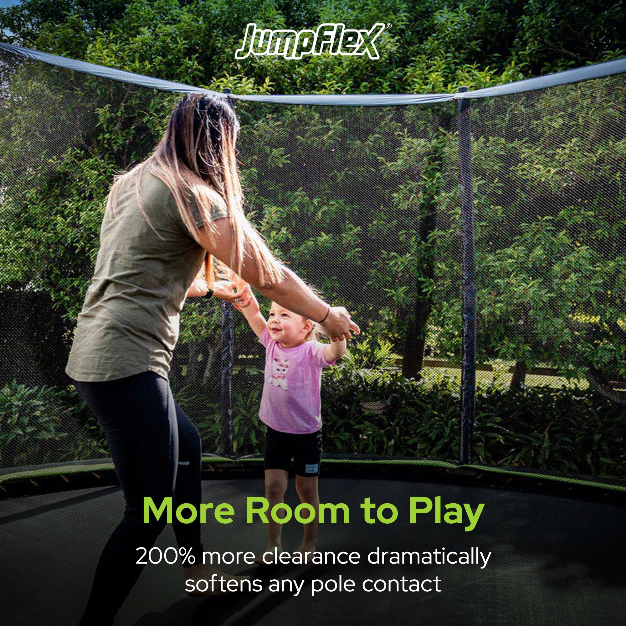 Jumpflex FLEX 12' Trampoline, Outdoor Play Equipment with PROJAM Basketball Hoop