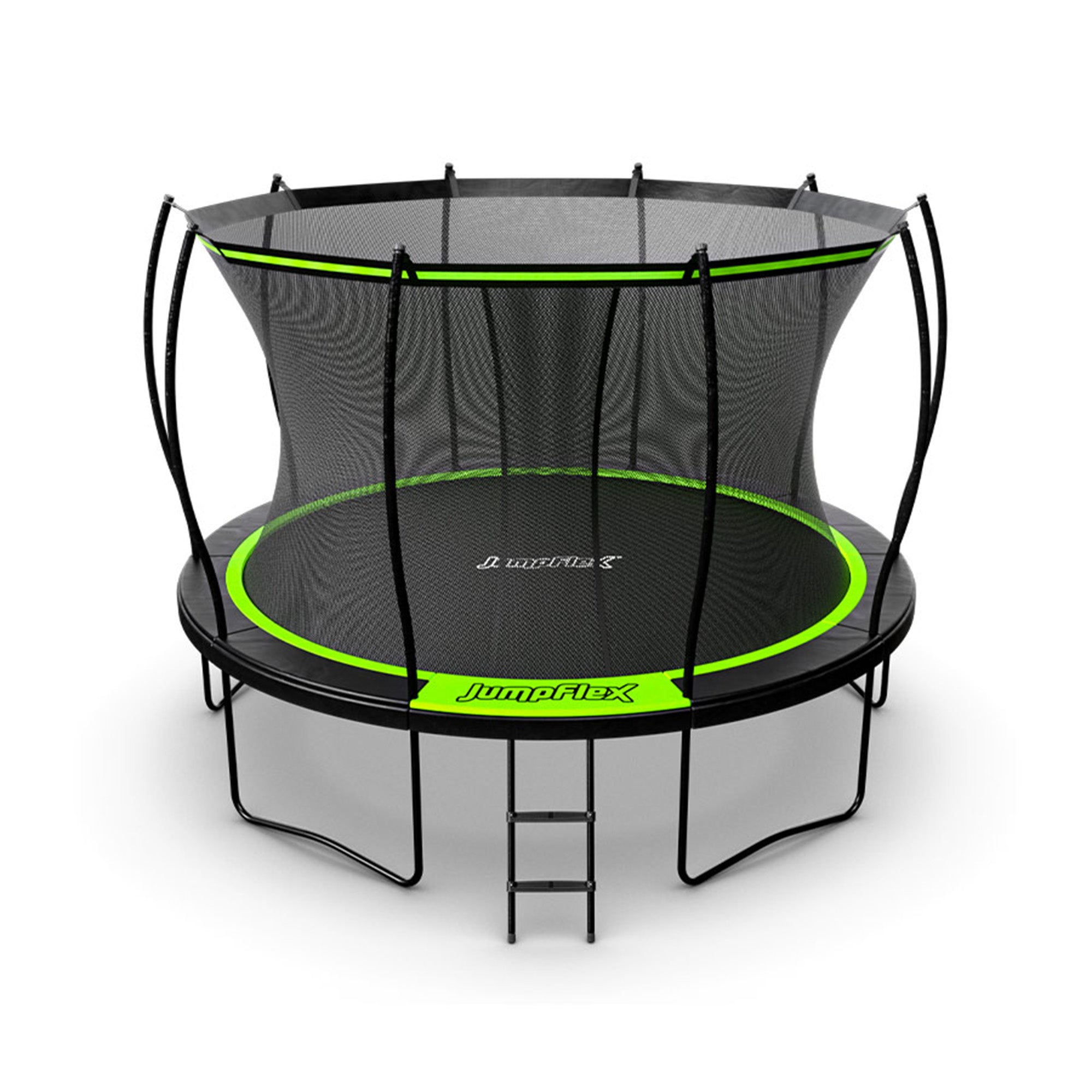 Jumpflex FLEX 12' Round Trampoline, Outdoor Play Equipment & Safety Net & Ladder - VMInnovations