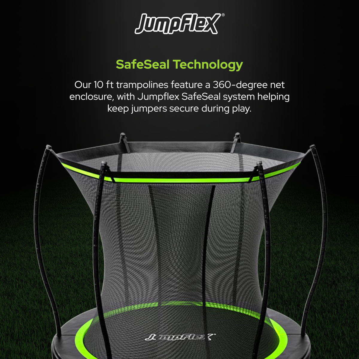 Jumpflex FLEX 8' Trampoline, Outdoor Play Equipment with PROJAM Basketball Hoop