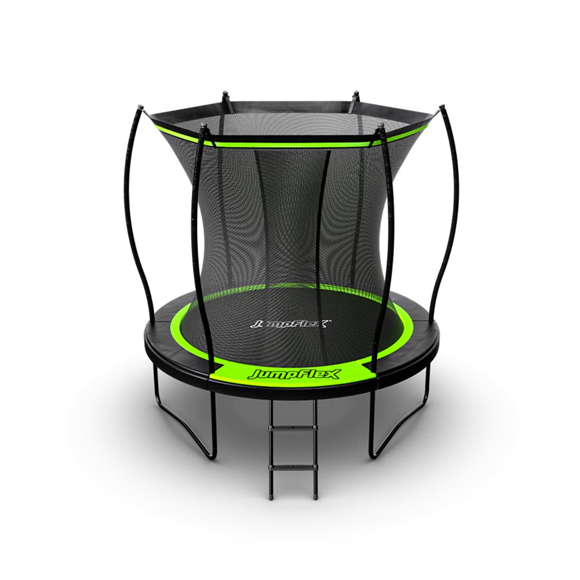 Jumpflex FLEX 8' Round Trampoline, Outdoor Play Equipment w/ Safety Net & Ladder - VMInnovations