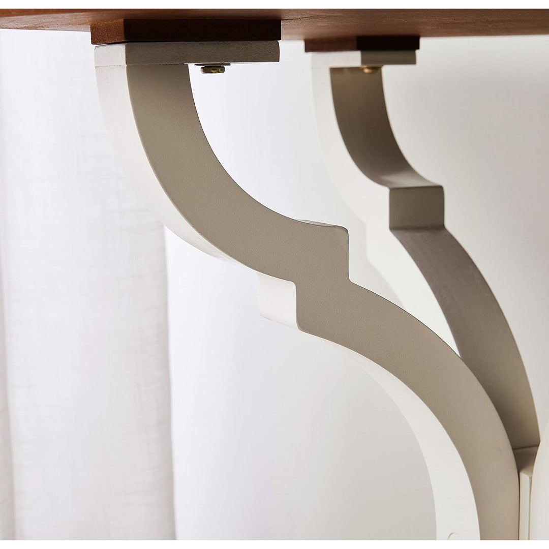 COZAYH Round Rustic Wooden Accent Tray Top Nightstand Side Table, White Legs - VMInnovations