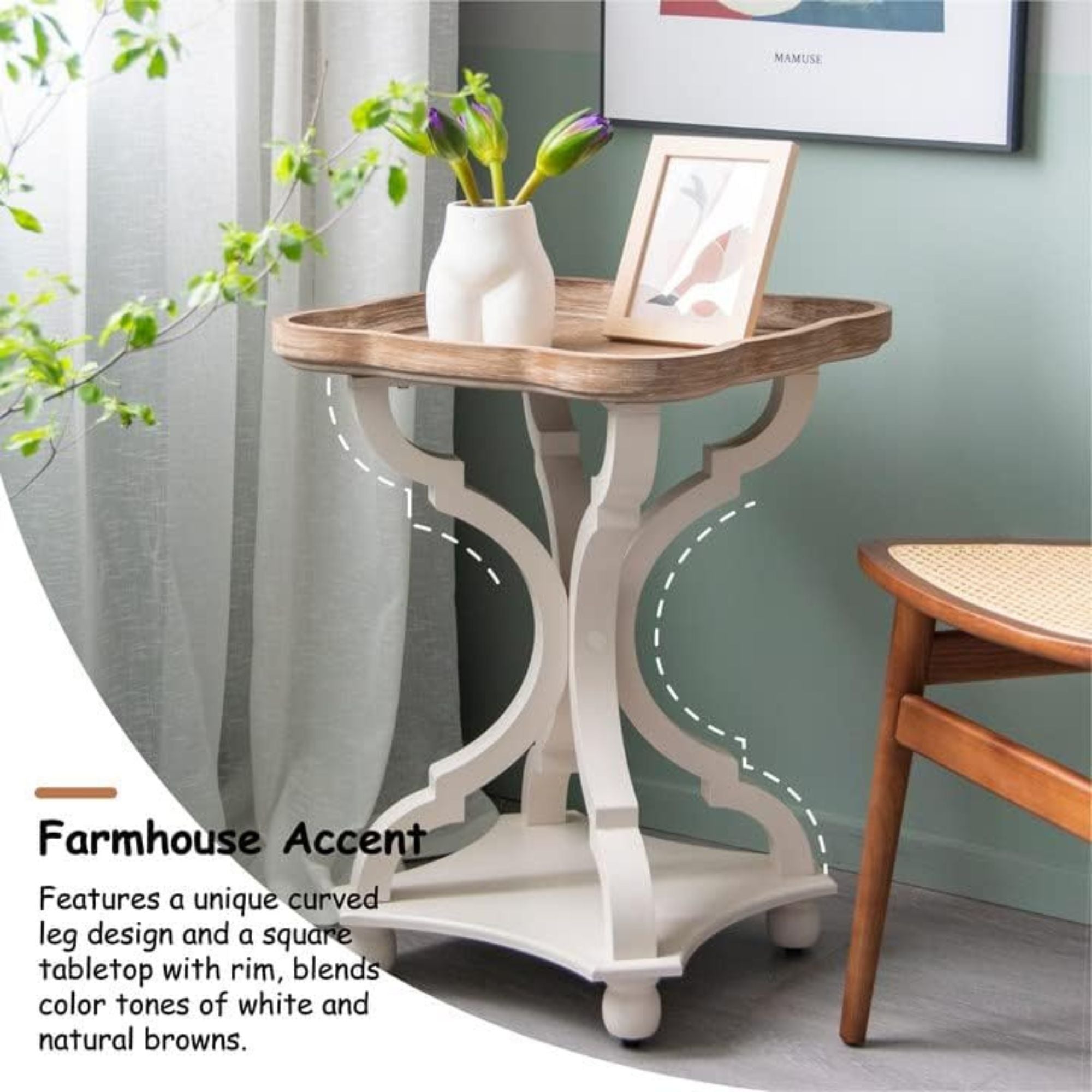 COZAYH Square Rustic Wood Accent Nightstand Side Table, Bedroom(For Parts) - VMInnovations