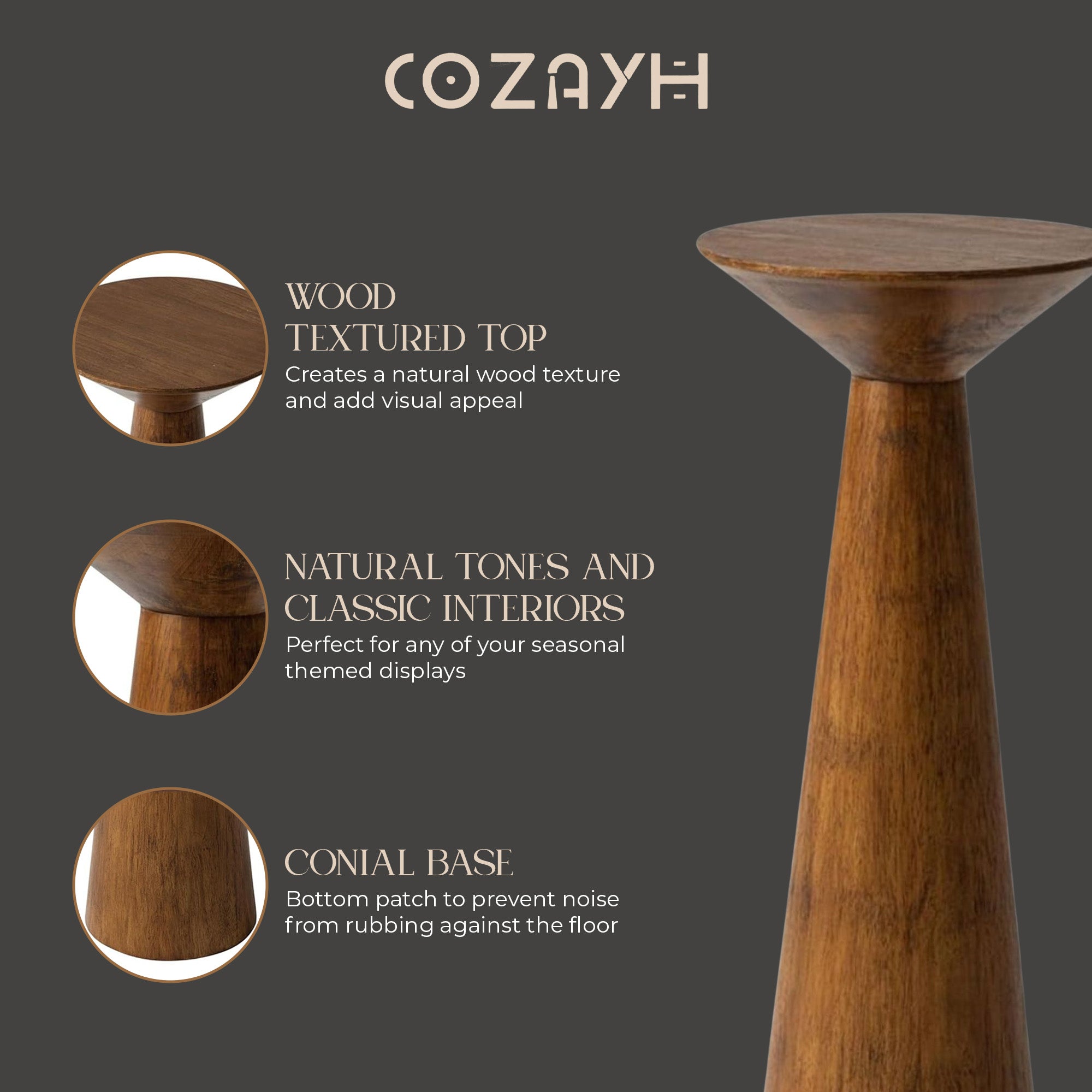 COZAYH Pedestal Tall Round Table for Living Rooms or Bedrooms, Walnut, Set of 2