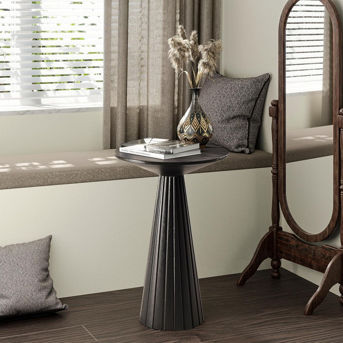 COZAYH Pedestal Small Round Martini Table for Living Rooms or Bedrooms, Set of 2