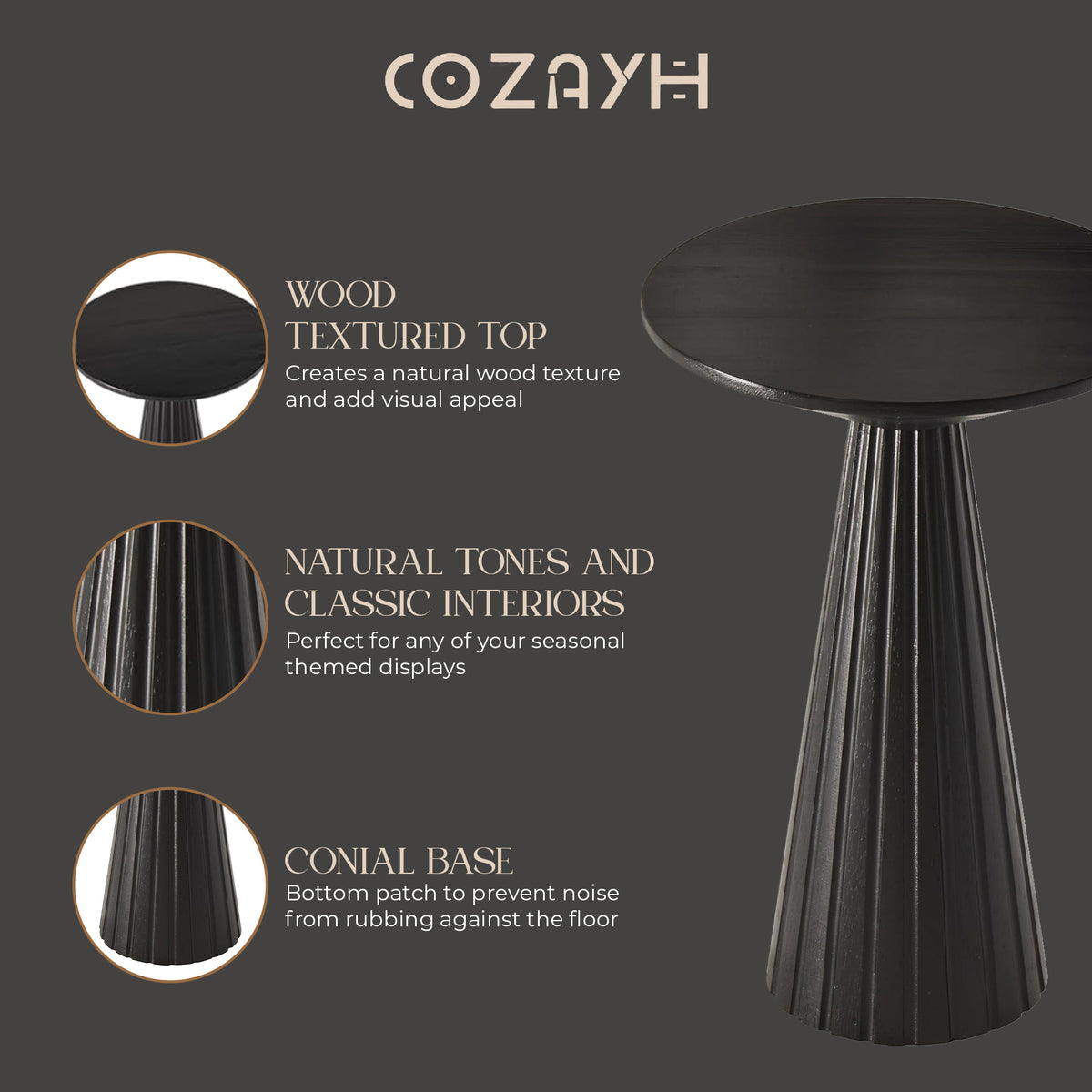 COZAYH Pedestal Small Round Martini Table for Living Rooms or Bedrooms, Set of 2