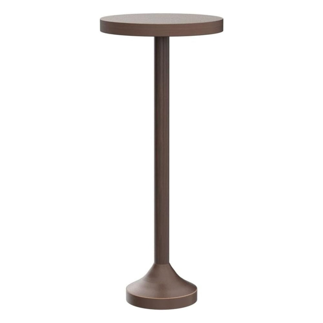 COZAYH Small Pedestal Round End Table, Living Room Furniture, Light Espresso - VMInnovations