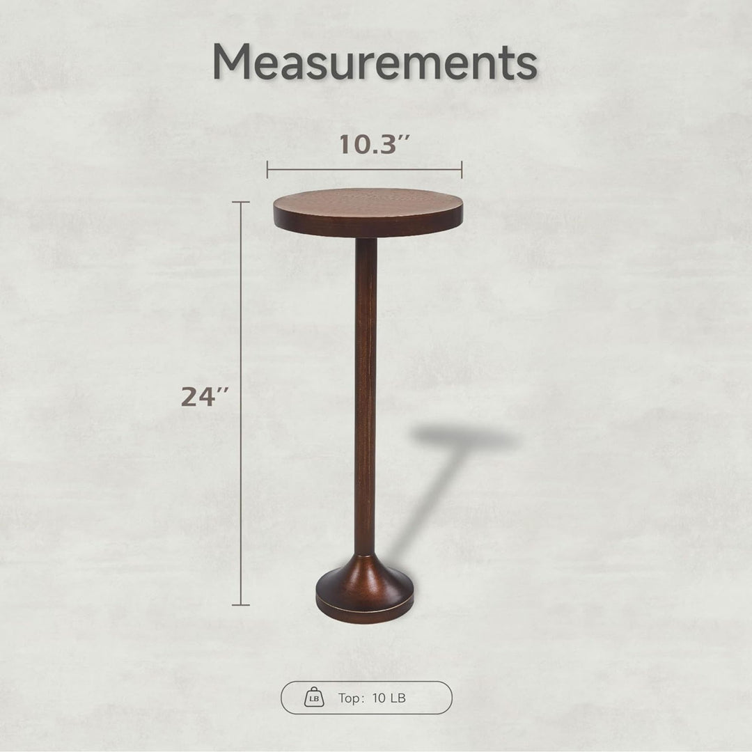 COZAYH Small Pedestal Round End Table, Living Room Furniture, Light Espresso - VMInnovations