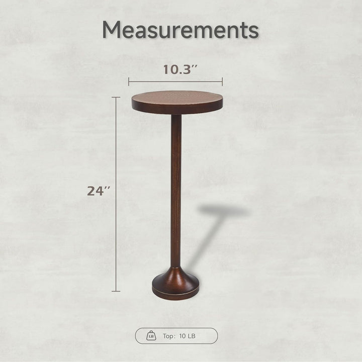 COZAYH Small Pedestal Round End Table, Living Room Furniture, Light Espresso - VMInnovations