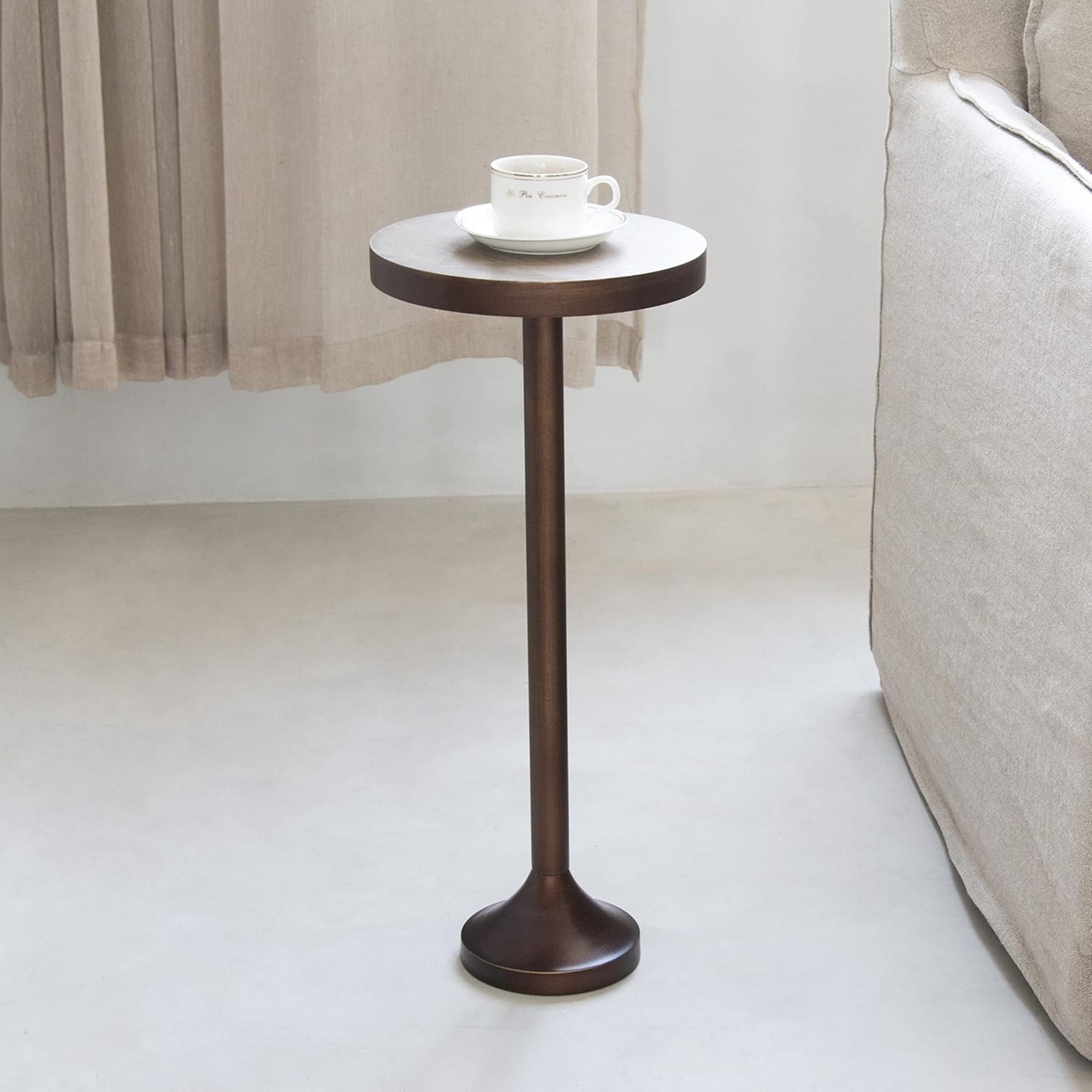 COZAYH Pedestal End Table, Living Room Furniture, Light Espresso (Open Box)