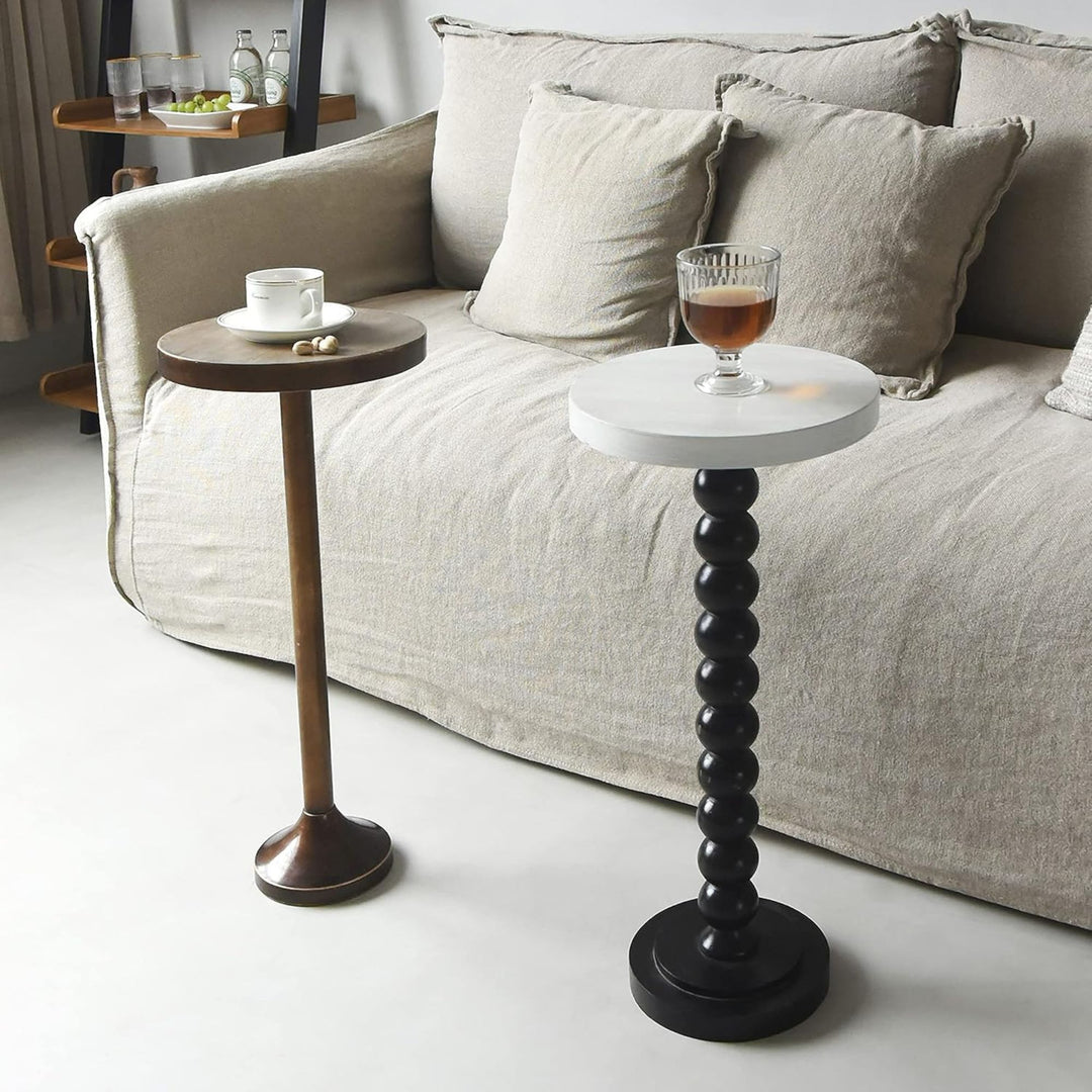 COZAYH Small Pedestal Round End Table, Living Room Furniture, Light Espresso - VMInnovations