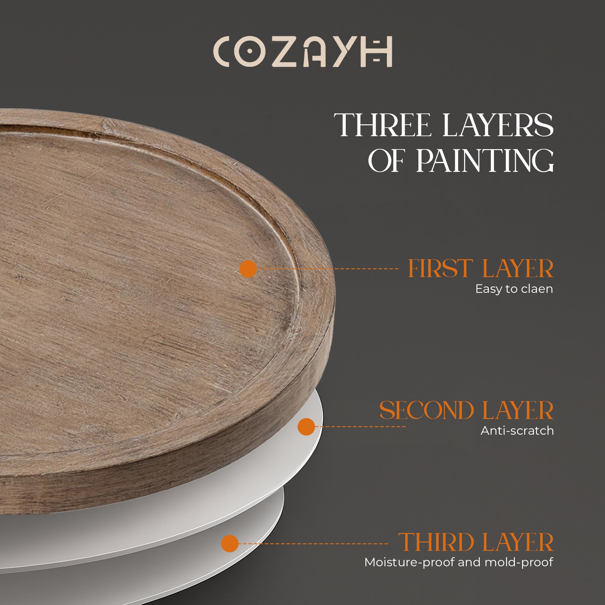 COZAYH Pedestal Tray Top End Table for Drinks, Lamps or Plants, Brown, Set of 2