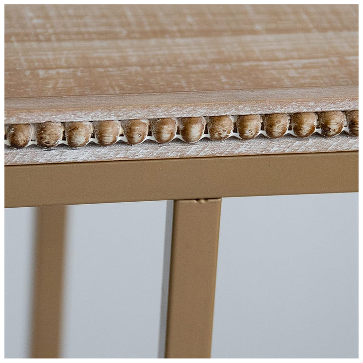 COZAYH Farmhouse C End Table, Accent Furniture with Woven Rattan Tray Top, Gold - VMInnovations