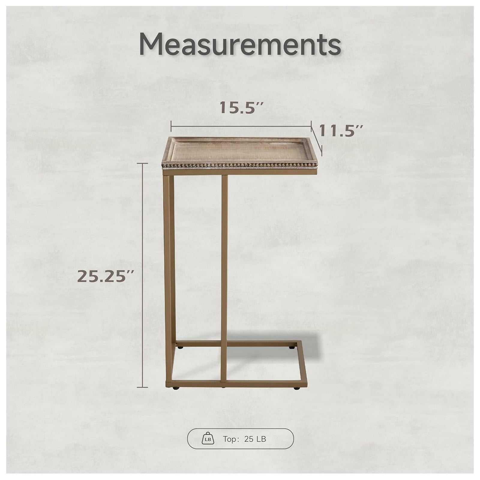 COZAYH Farmhouse C End Table, Accent Furniture with Woven Rattan Tray Top, Gold - VMInnovations