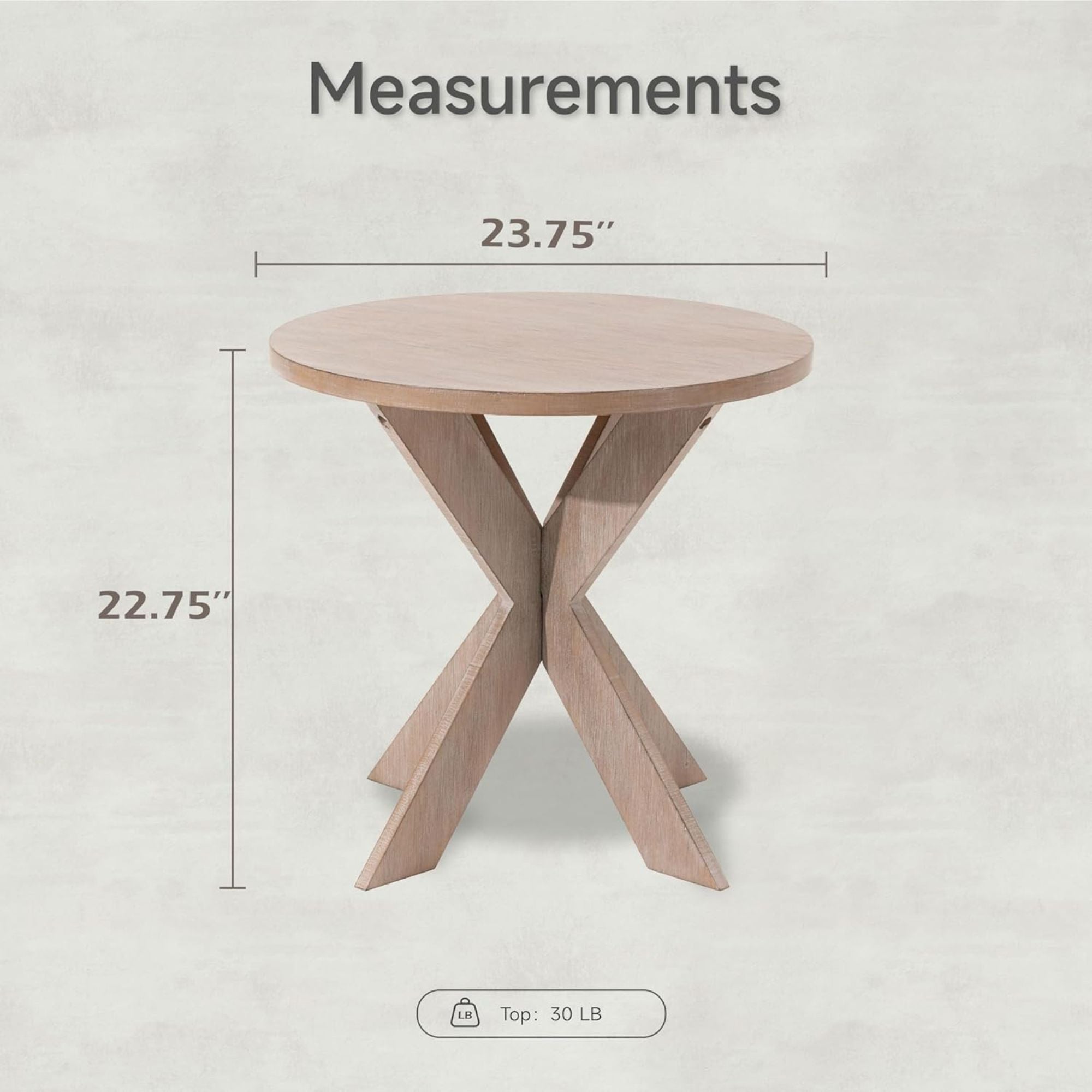 COZAYH Farmhouse Round Wooden End Table with Cross Legs, Vintage Grey, Set of 2