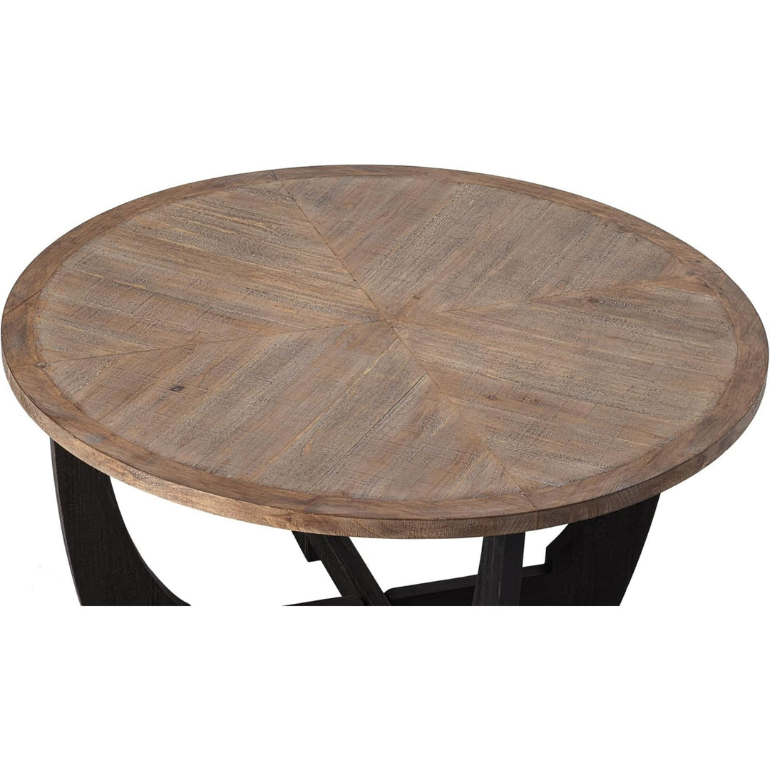 COZAYH Rustic Farmhouse Round Coffee Table with Crisscross Base for Living Room - VMInnovations