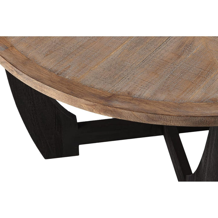 COZAYH Rustic Farmhouse Round Coffee Table with Crisscross Base for Living Room - VMInnovations