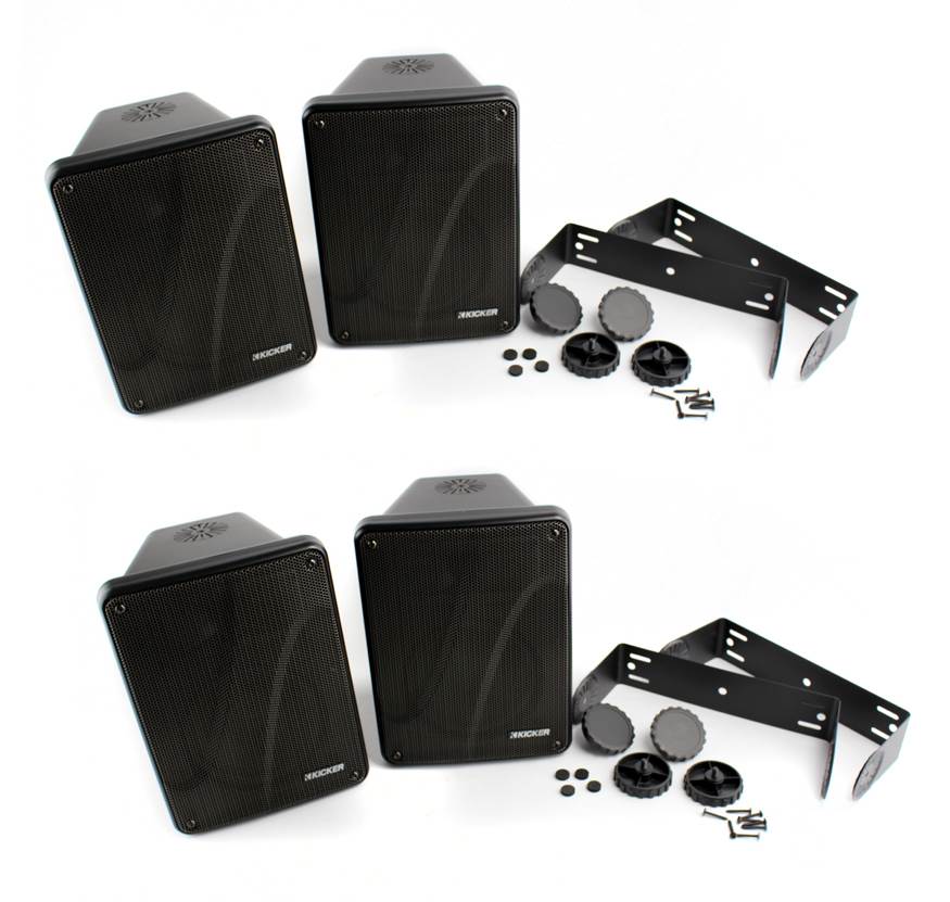 4) KICKER KB6000 6.5" Black Full Range Indoor/Outdoor/Marine Speakers 11KB6000B