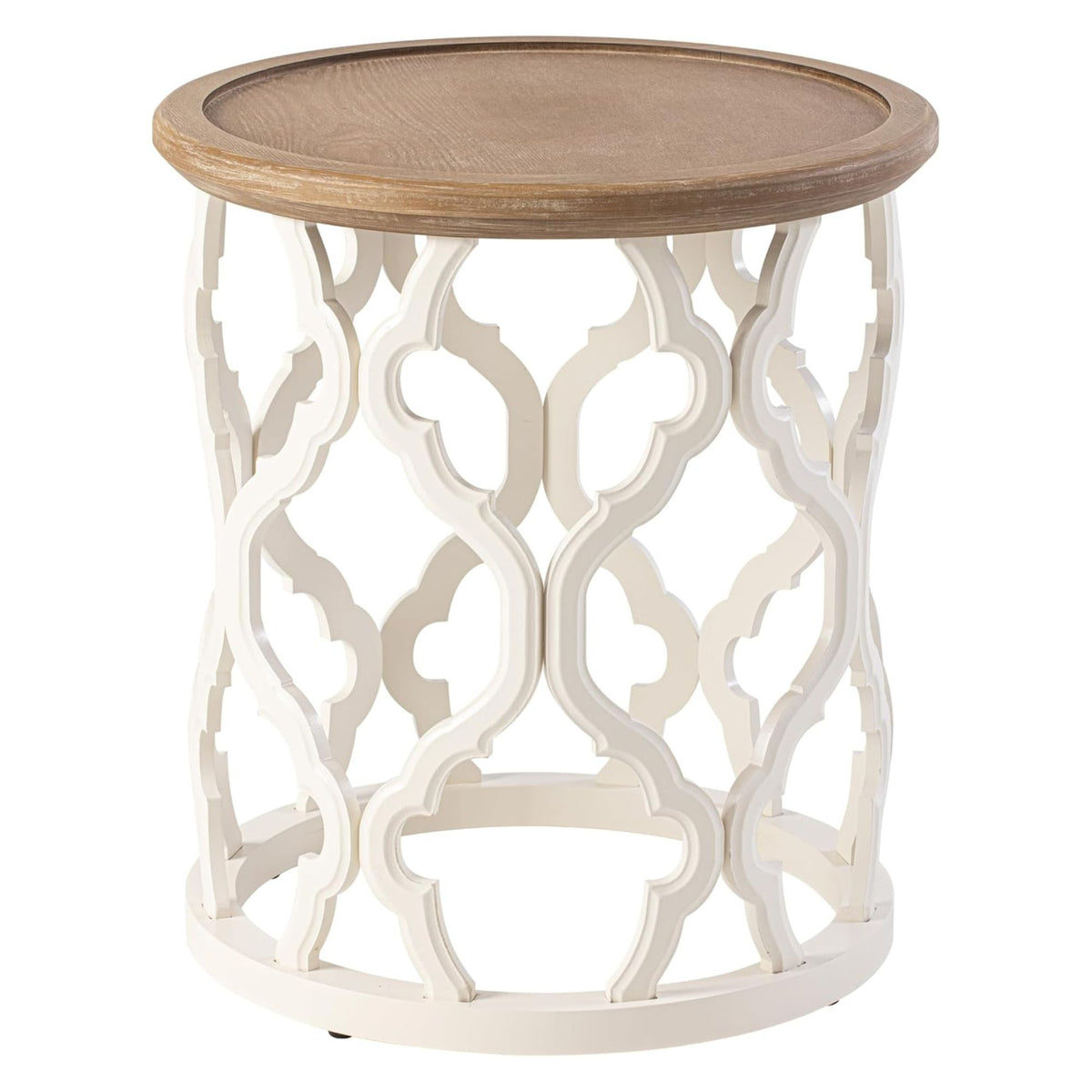COZAYH Rustic Table Round Accent Wood Tray Top Curved Base Furniture, Set of 2