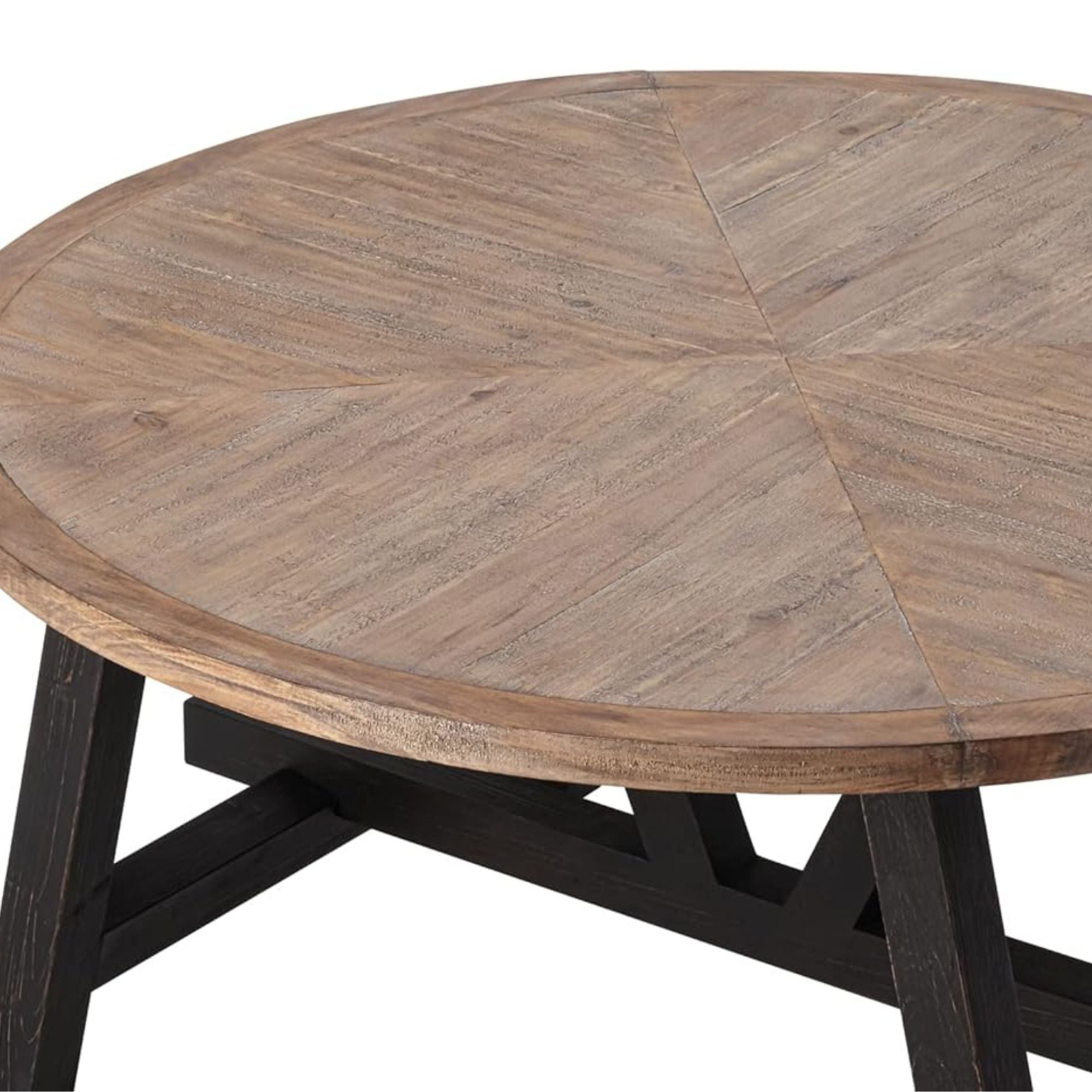 COZAYH Rustic Farmhouse Round Coffee Table with Geometric Base for Living Room - VMInnovations