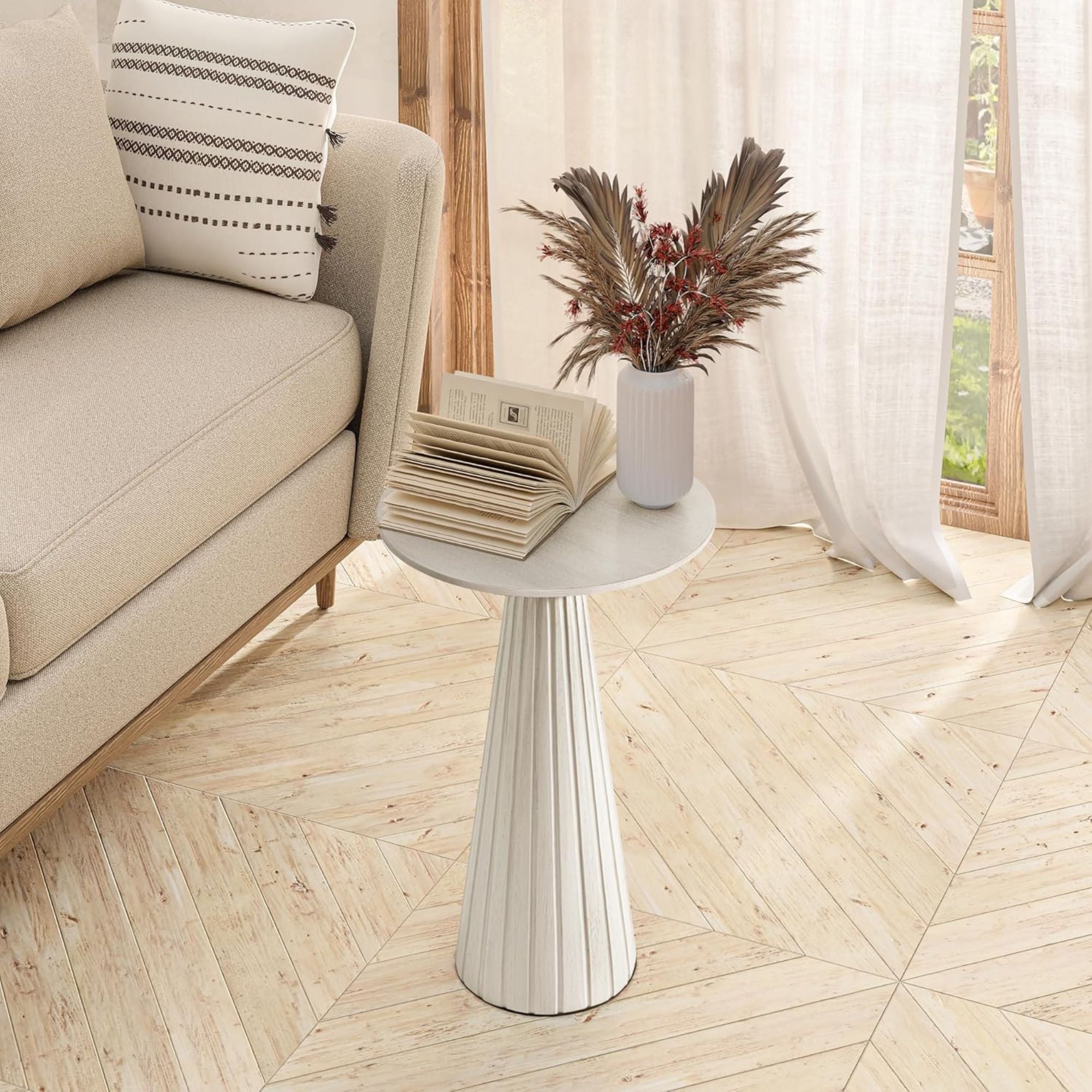 COZAYH Pedestal Small Round Martini Table for Living Rooms or Bedrooms, Set of 2