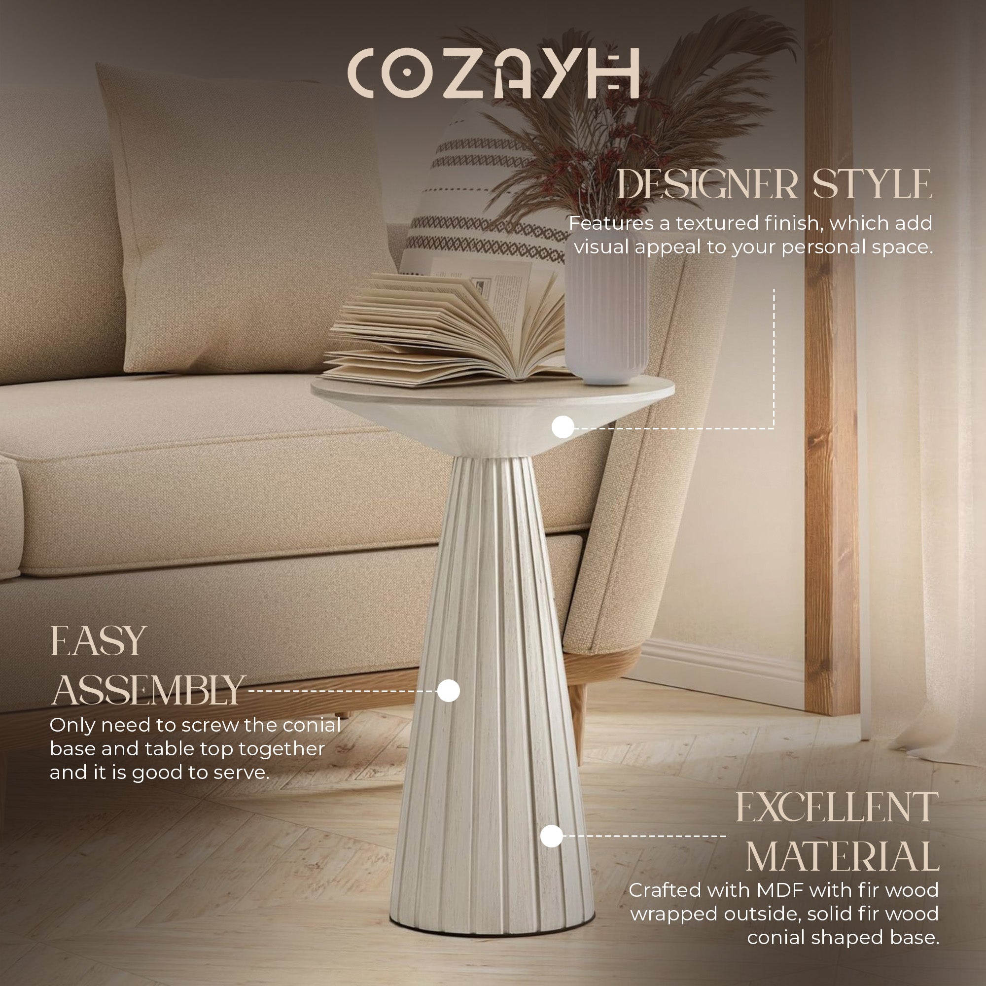 COZAYH Pedestal Small Round Martini Table for Living Rooms or Bedrooms, Set of 2