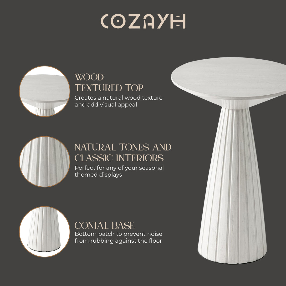 COZAYH Pedestal Small Round Martini Table for Living Rooms or Bedrooms, Set of 2