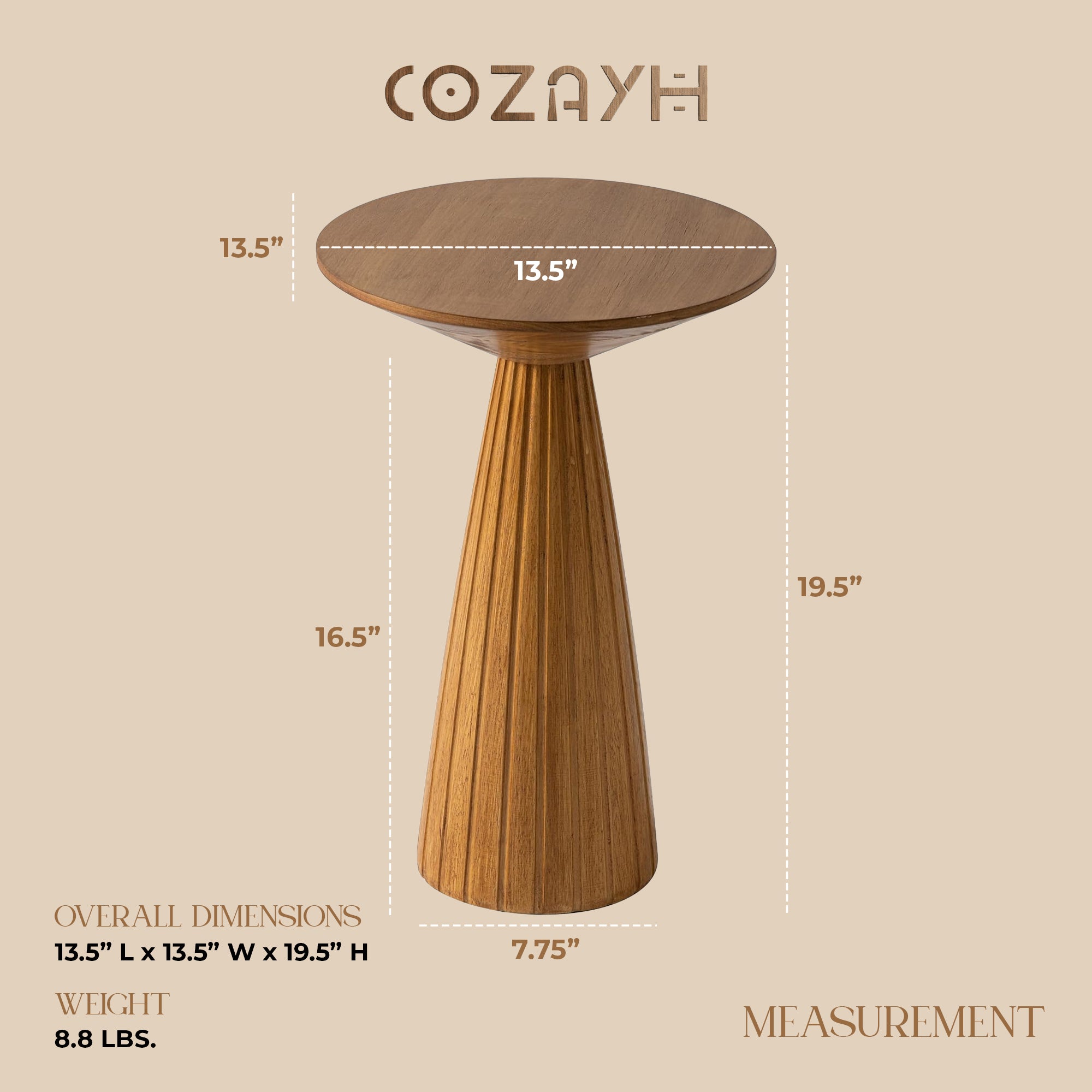 COZAYH Pedestal Wooden End Table for Small Space Living Room/Bedroom(Open Box) - VMInnovations