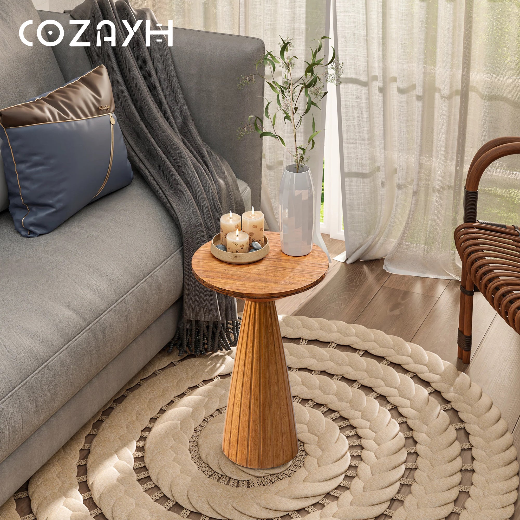 COZAYH Pedestal Wooden End Table for Small Space Living Room/Bedroom(Open Box) - VMInnovations