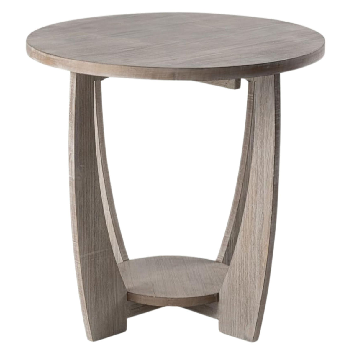 COZAYH Rustic Farmhouse Round End Table with Storage Shelf for Living Room(Used)
