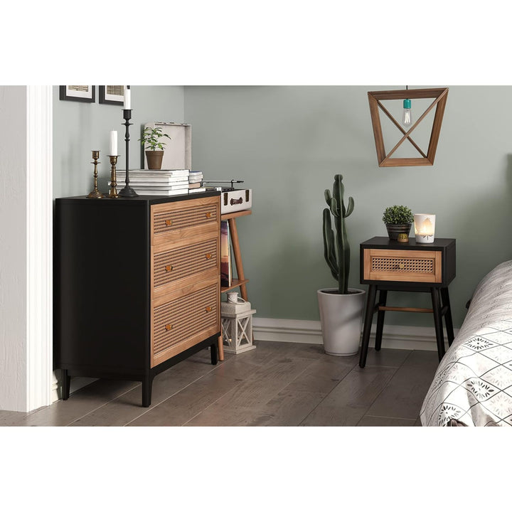 COZAYH Modern Farmhouse 1 Drawer Bedroom Nightstand, Bedside End Table, Black - VMInnovations