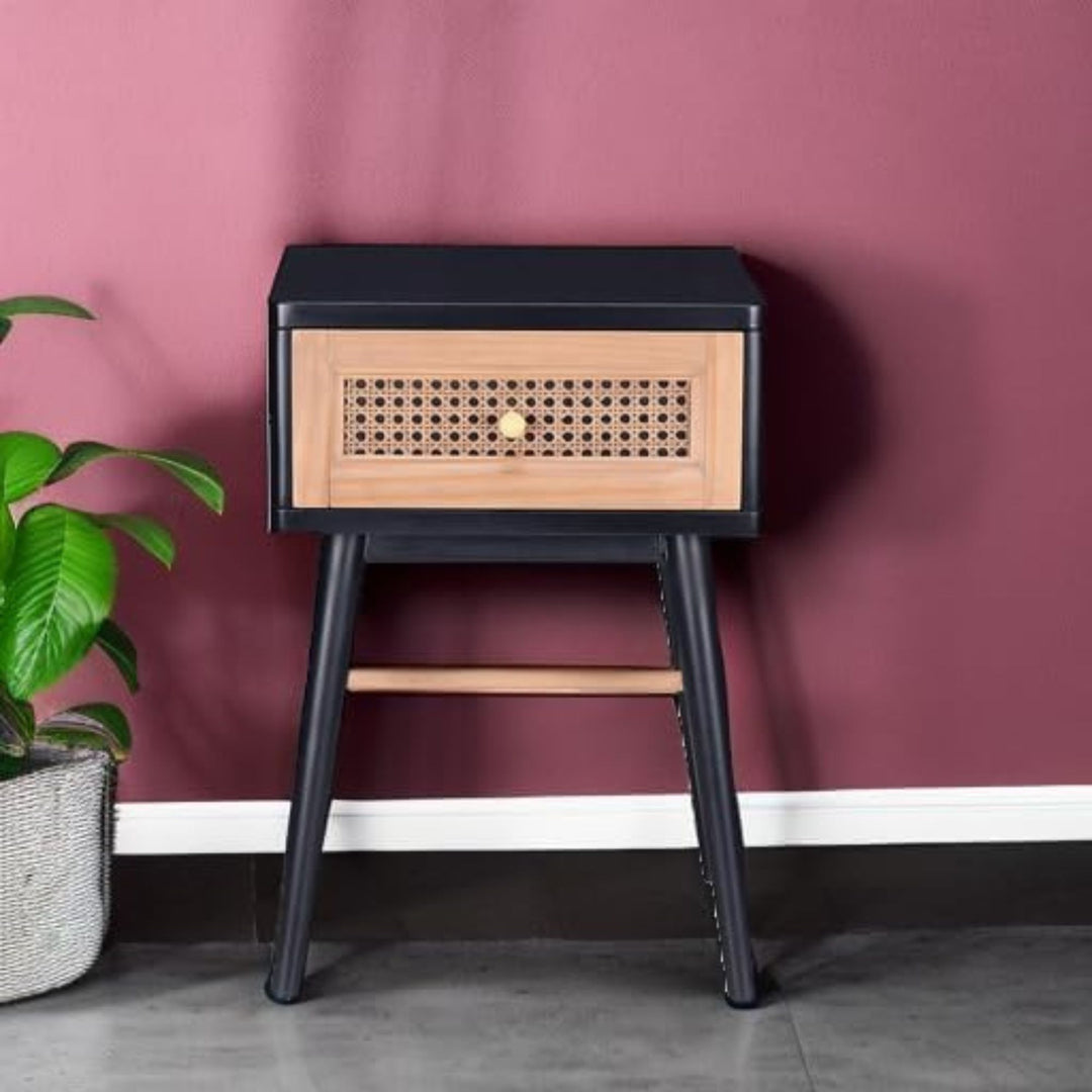 COZAYH Modern Farmhouse 1 Drawer Bedroom Nightstand, Bedside End Table, Black - VMInnovations