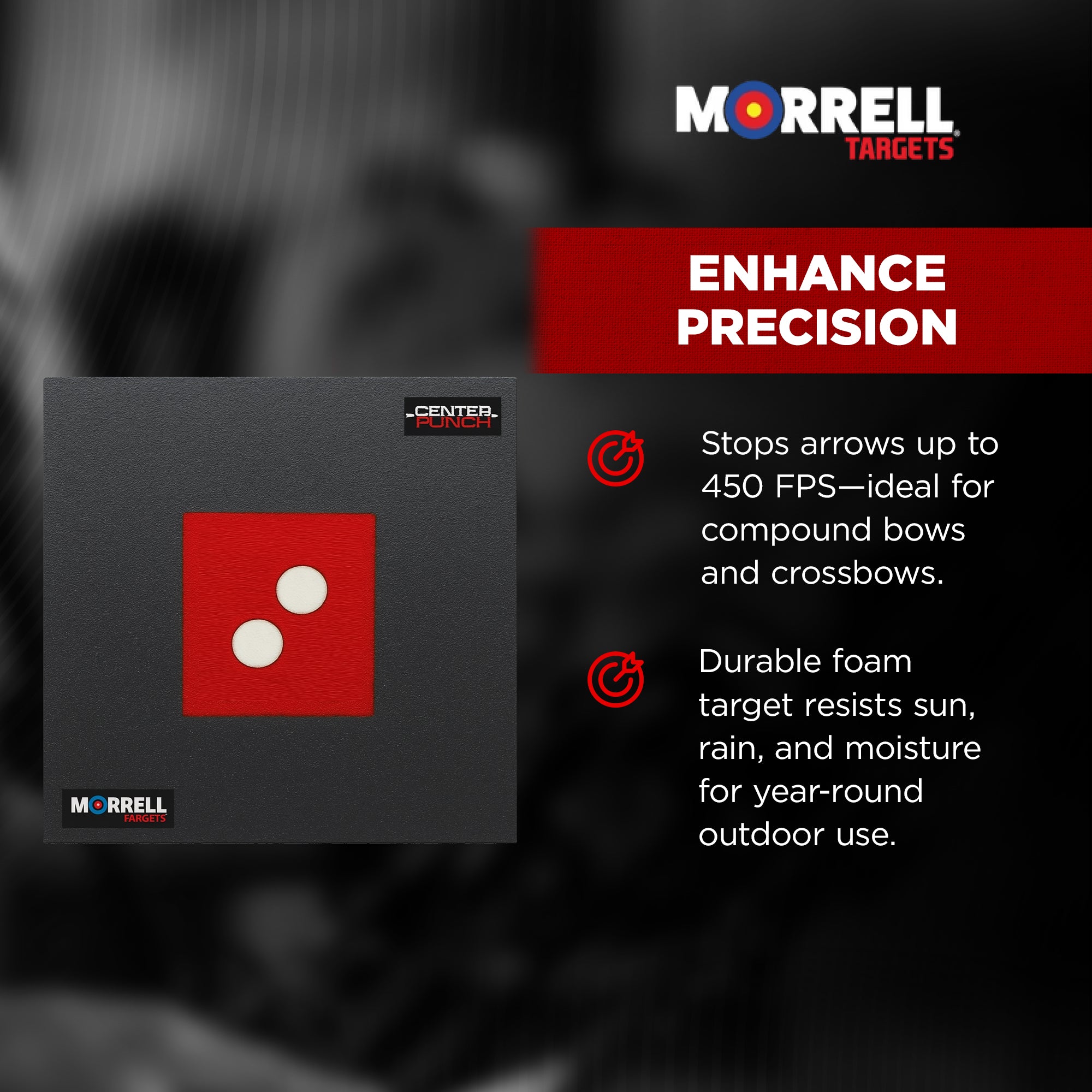 Morrell Targets Center Punch 35 Inch Foam Frame w/ High Roller Insert, Black/Red - VMInnovations