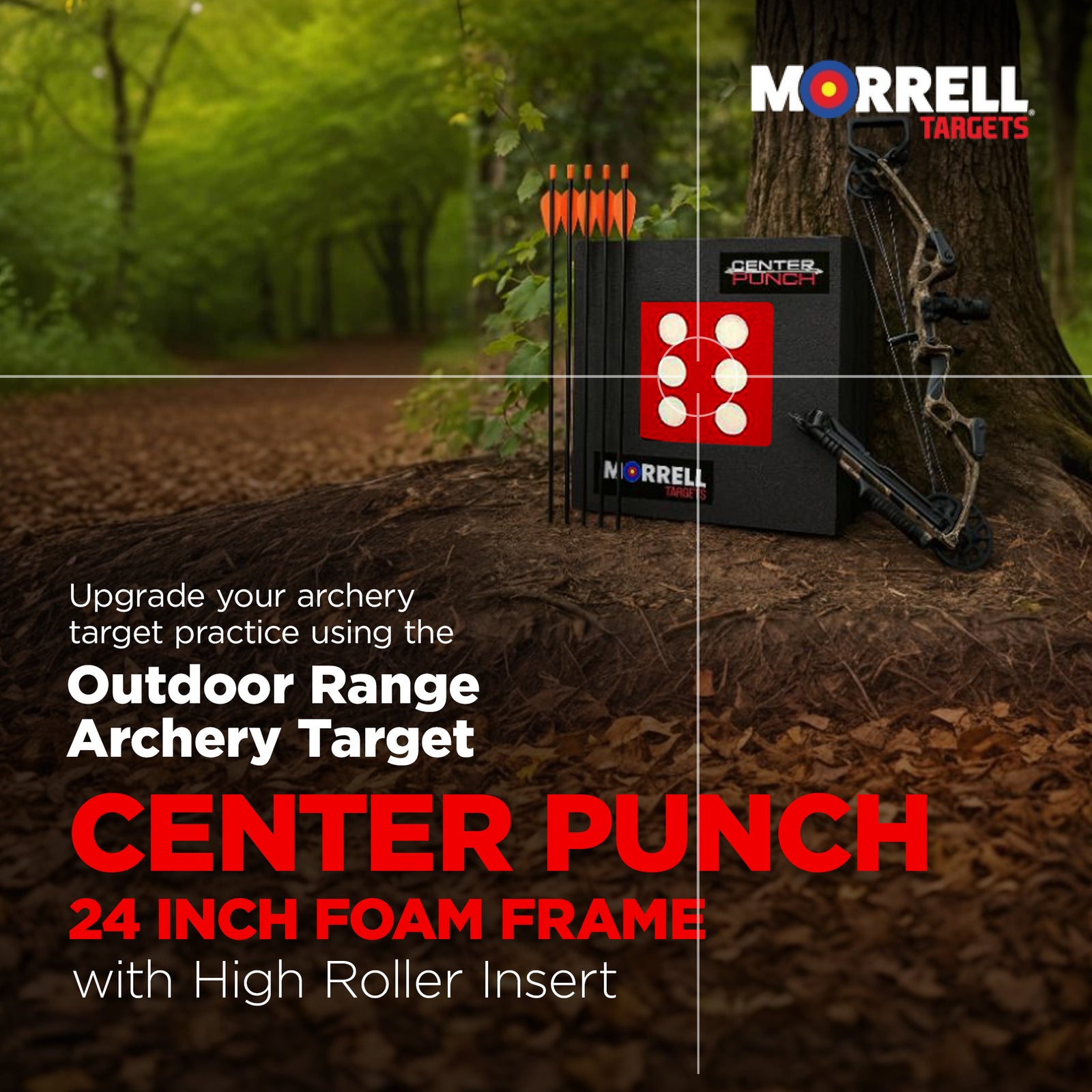 Morrell Targets Center Punch 24″ Foam Frame with High Roller Insert, Black/Red - VMInnovations