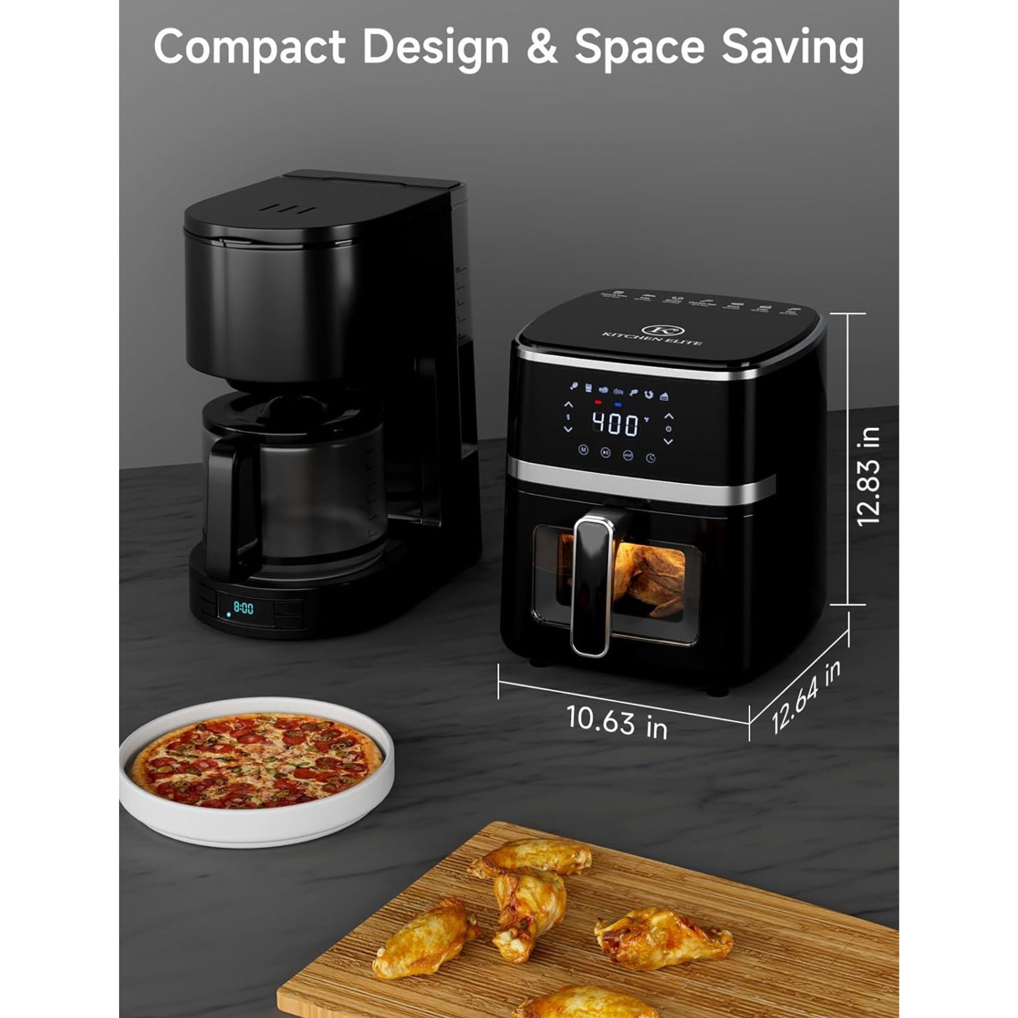 Kitchen Elite Digital Compact Air Fryer Oven with Window, 5.28 Quart, Black - VMInnovations