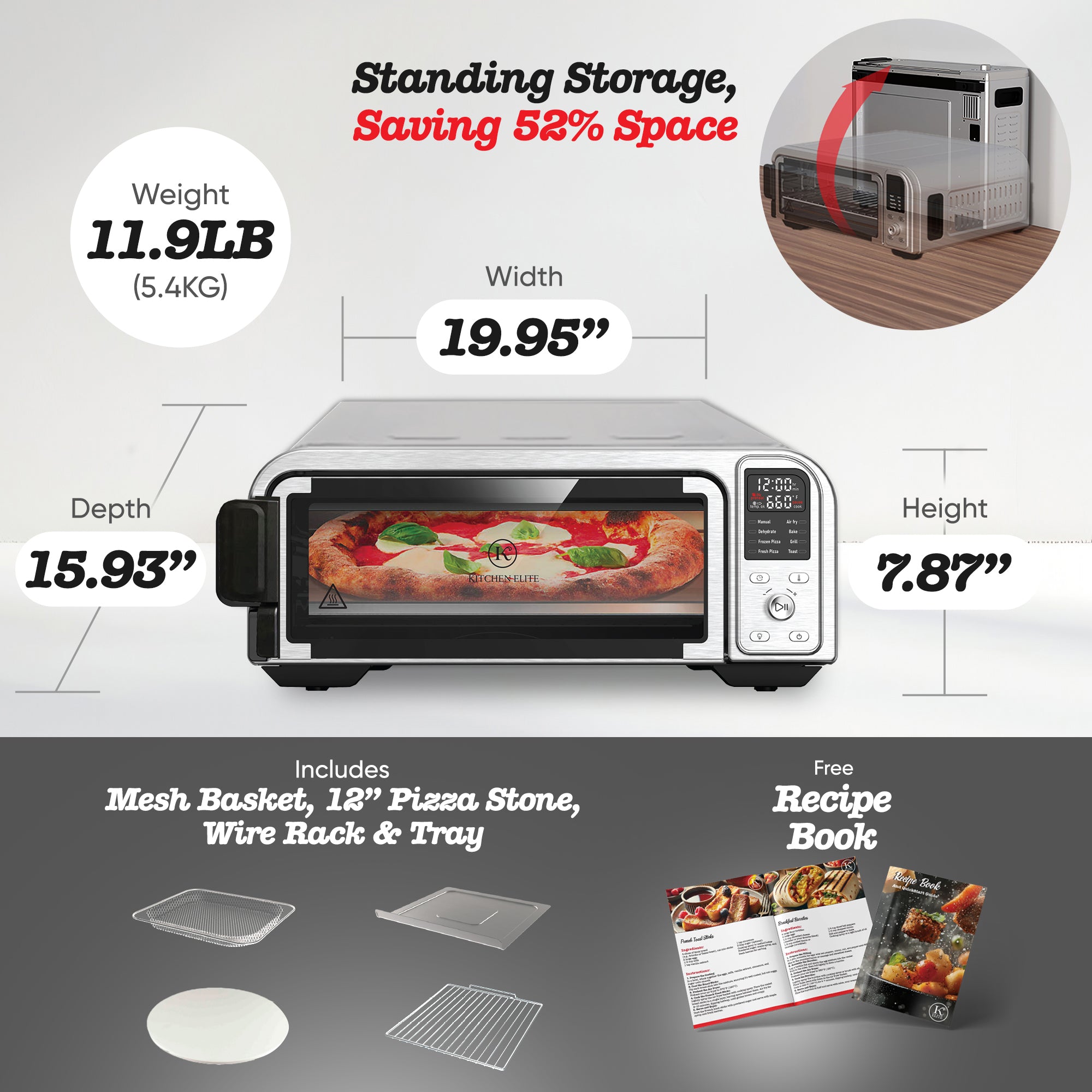 Kitchen Elite 8 in 1 Digital Air Fryer Toaster Convection Pizza Oven (Used)