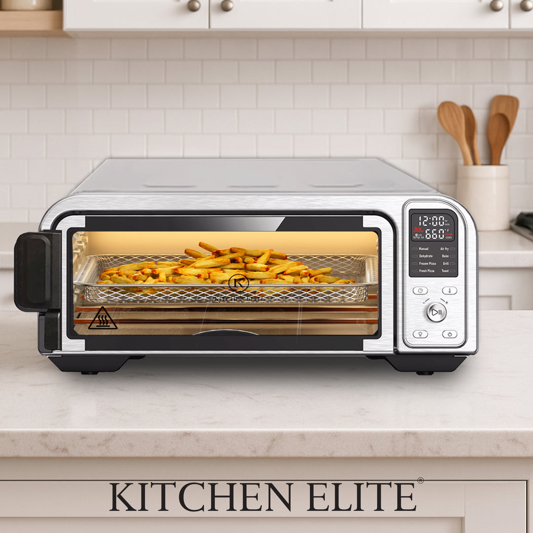 Kitchen Elite 8 in 1 Digital Air Fryer Toaster Convection Pizza Oven, Silver