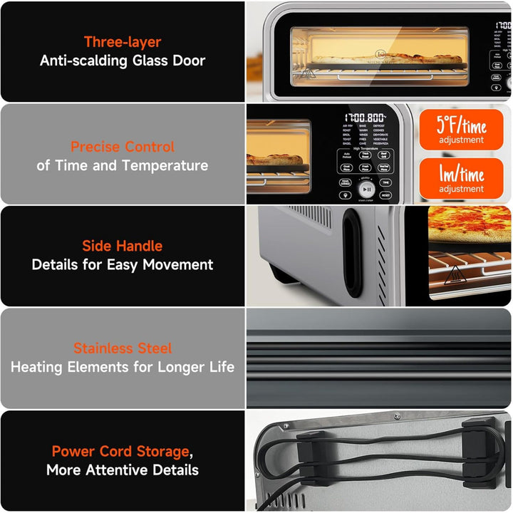 Kitchen Elite 18L Digital Air Fryer Toaster Oven, Convection Pizza Oven, Silver - VMInnovations