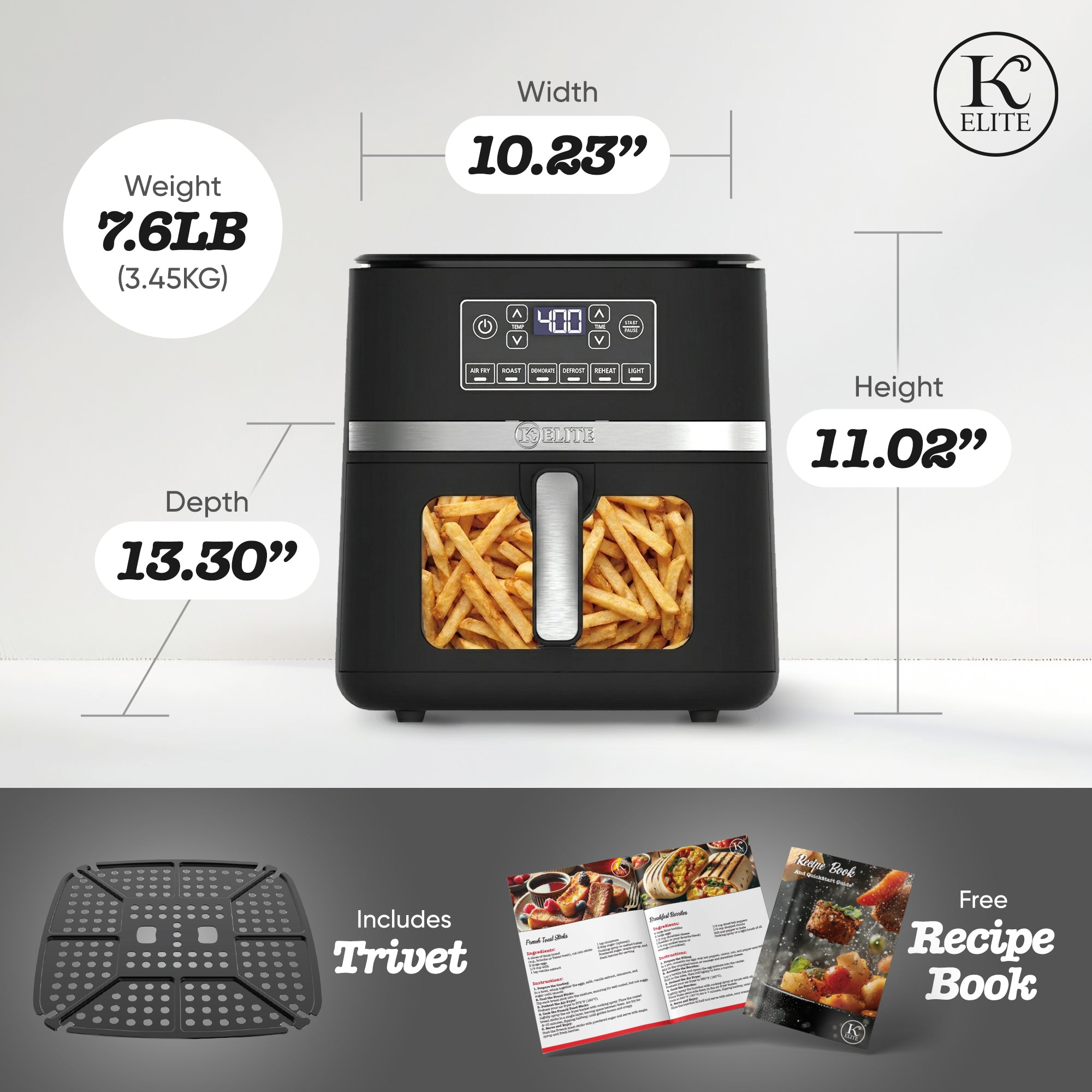 Kitchen Elite 5 Qt Digital Air Fryer, Countertop Nonstick Basket Oven, Black