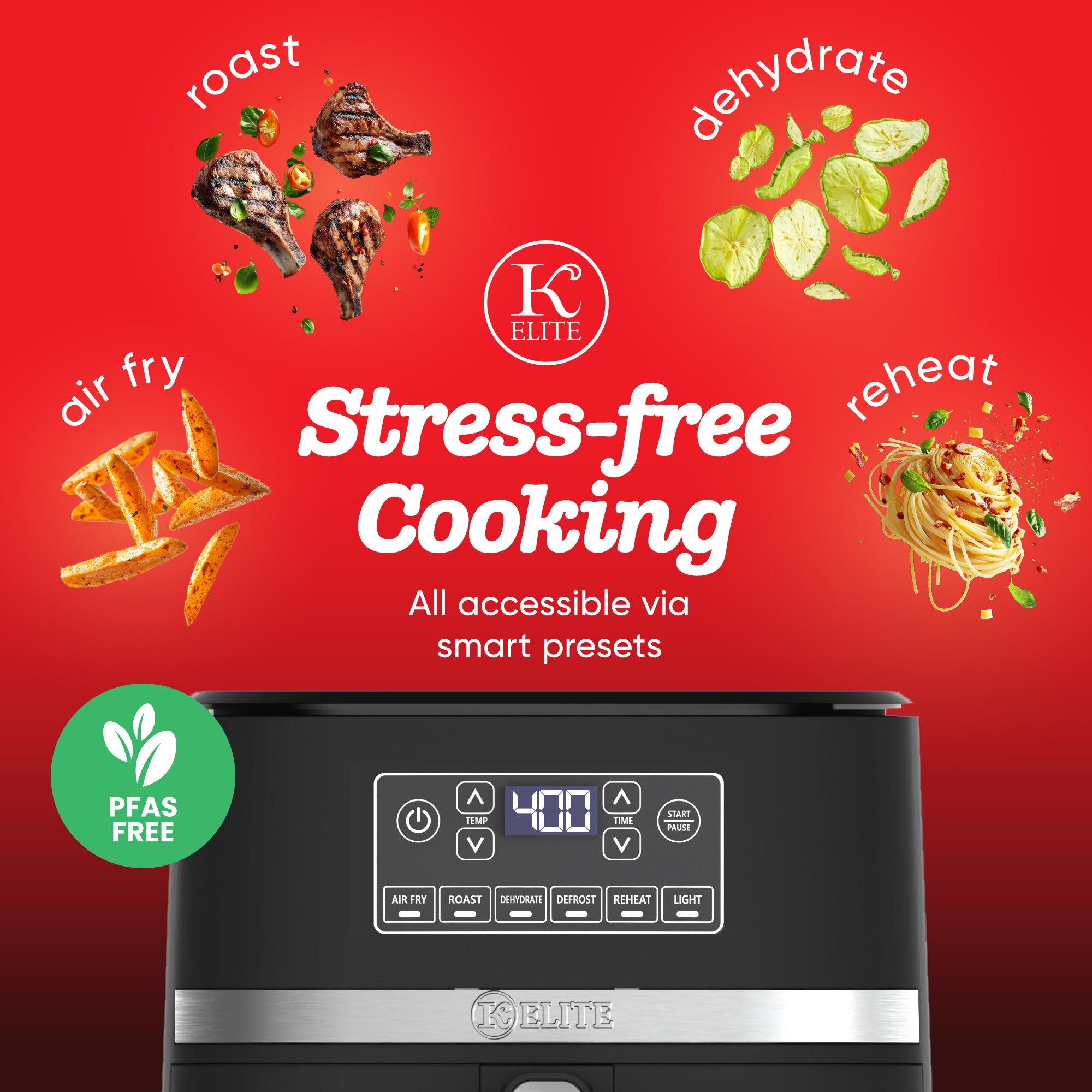 Kitchen Elite 5 Qt Digital Air Fryer, Countertop Nonstick Basket Oven, Black