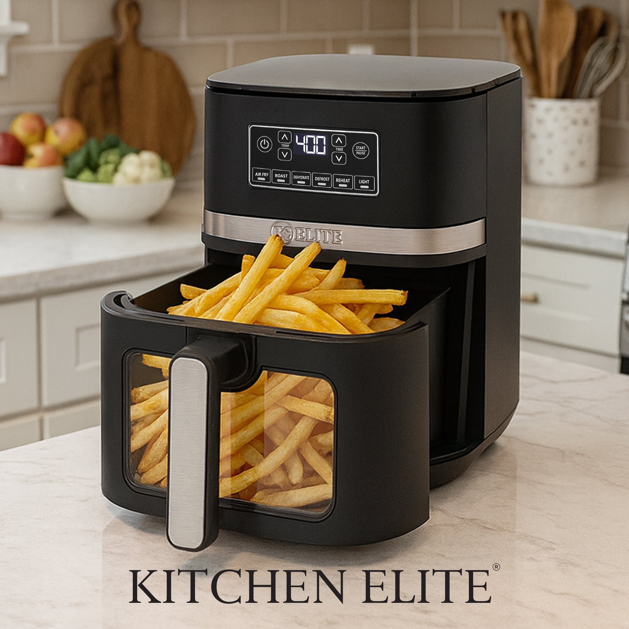 Kitchen Elite 5 Qt Digital Air Fryer, Countertop Nonstick Basket Oven, Black