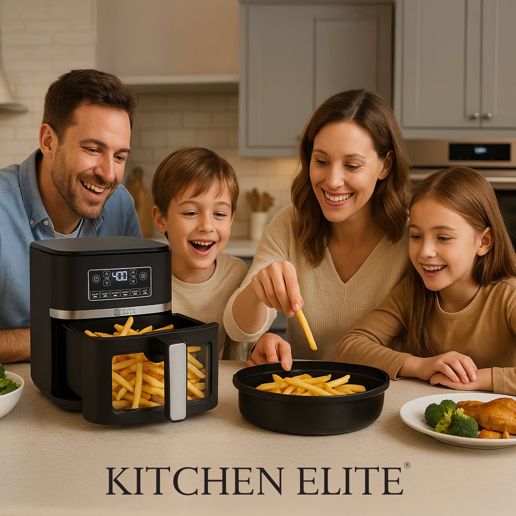 Kitchen Elite 5 Qt Digital Air Fryer, Countertop Nonstick Basket Oven, Black