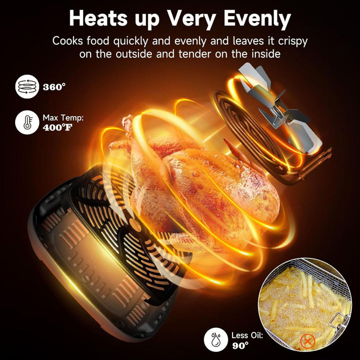 Kitchen Elite 4 Qt Digital Air Fryer Oven Cooker with Window, Touchscreen, Gray - VMInnovations