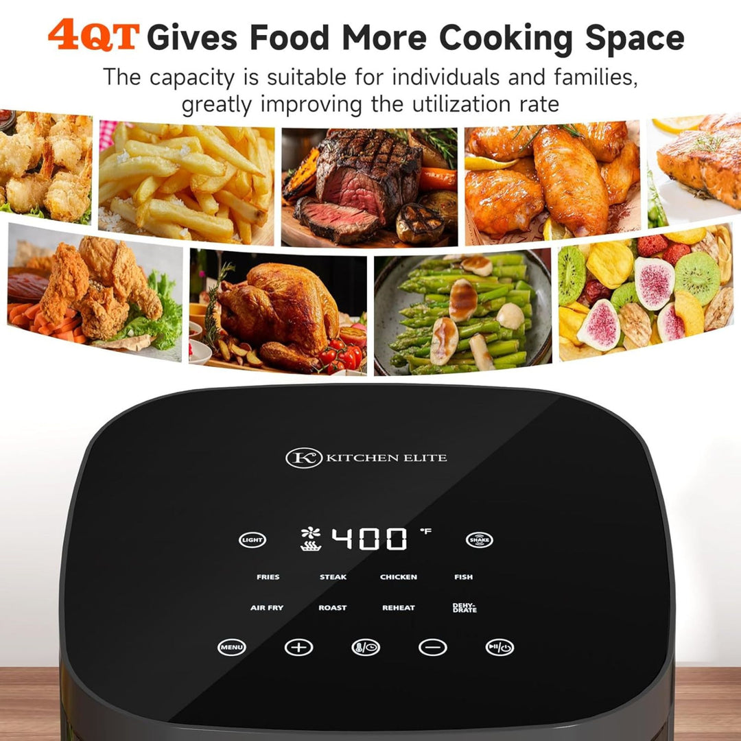 Kitchen Elite 4 Qt Digital Air Fryer Oven Cooker with Window, Touchscreen, Gray - VMInnovations
