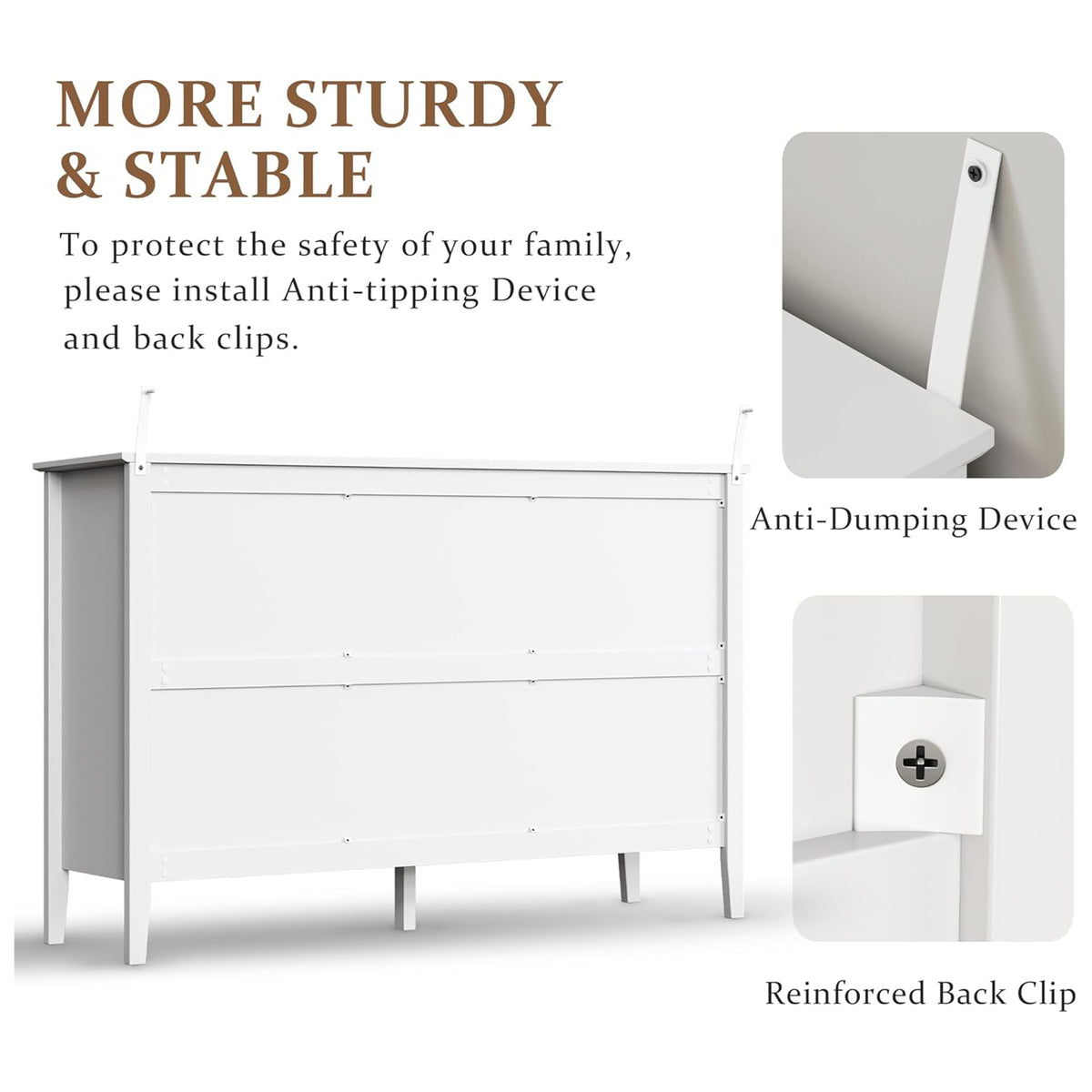 RoyalCraft Fluted Dresser 6 Drawer Bedroom Cabinet and Nightstand (Open Box) - VMInnovations