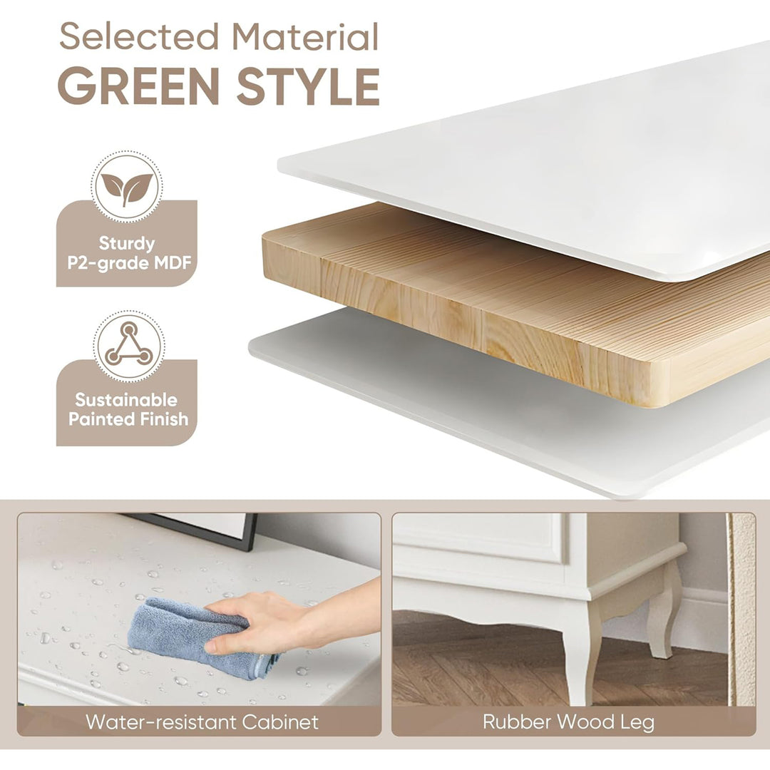 RoyalCraft Tall Dresser Wood Storage Organizer Chest 5 Drawers for Bedroom White - VMInnovations
