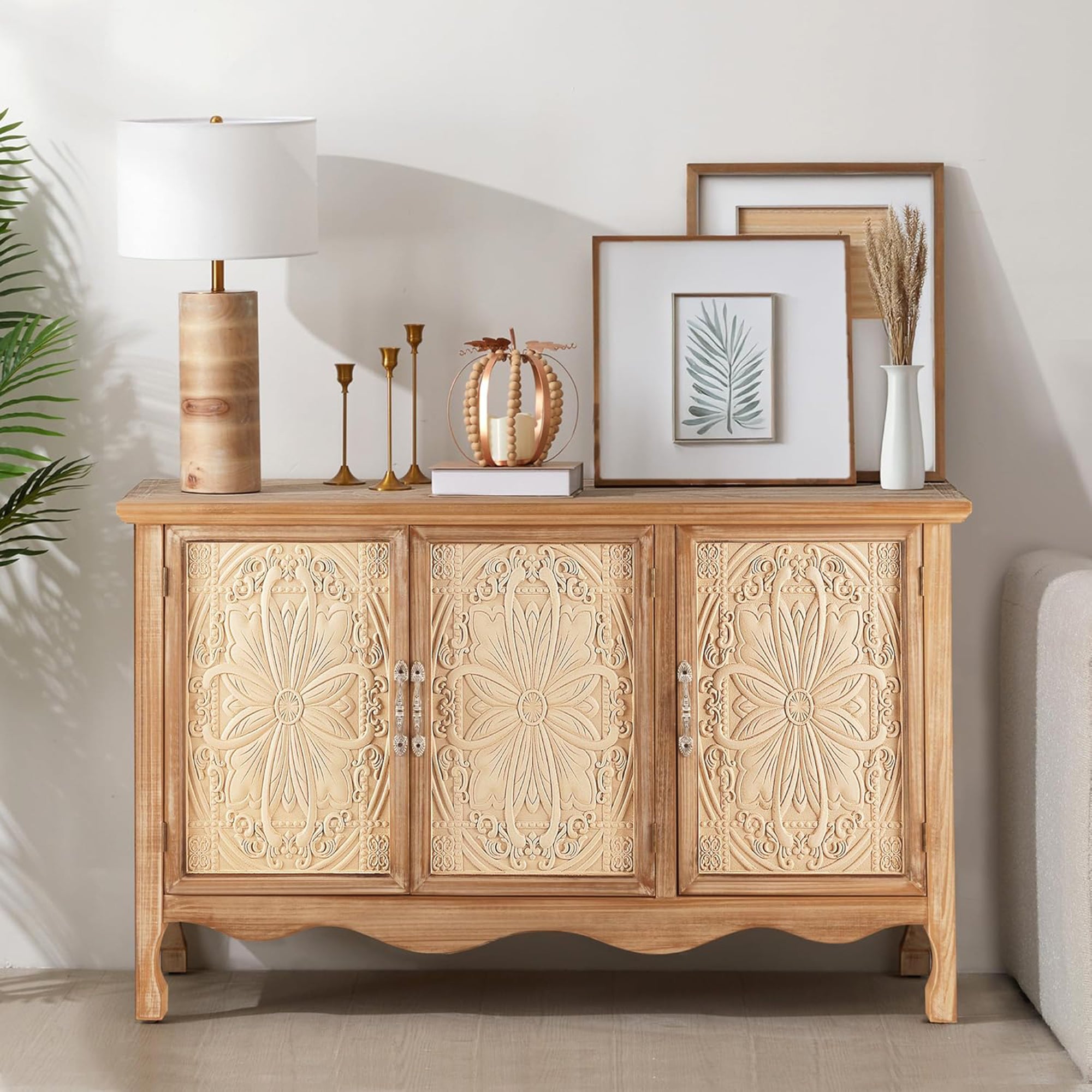 RoyalCraft Farmhouse Buffet Cabinet Solid Wood Sideboard Storage Table(Open Box) - VMInnovations