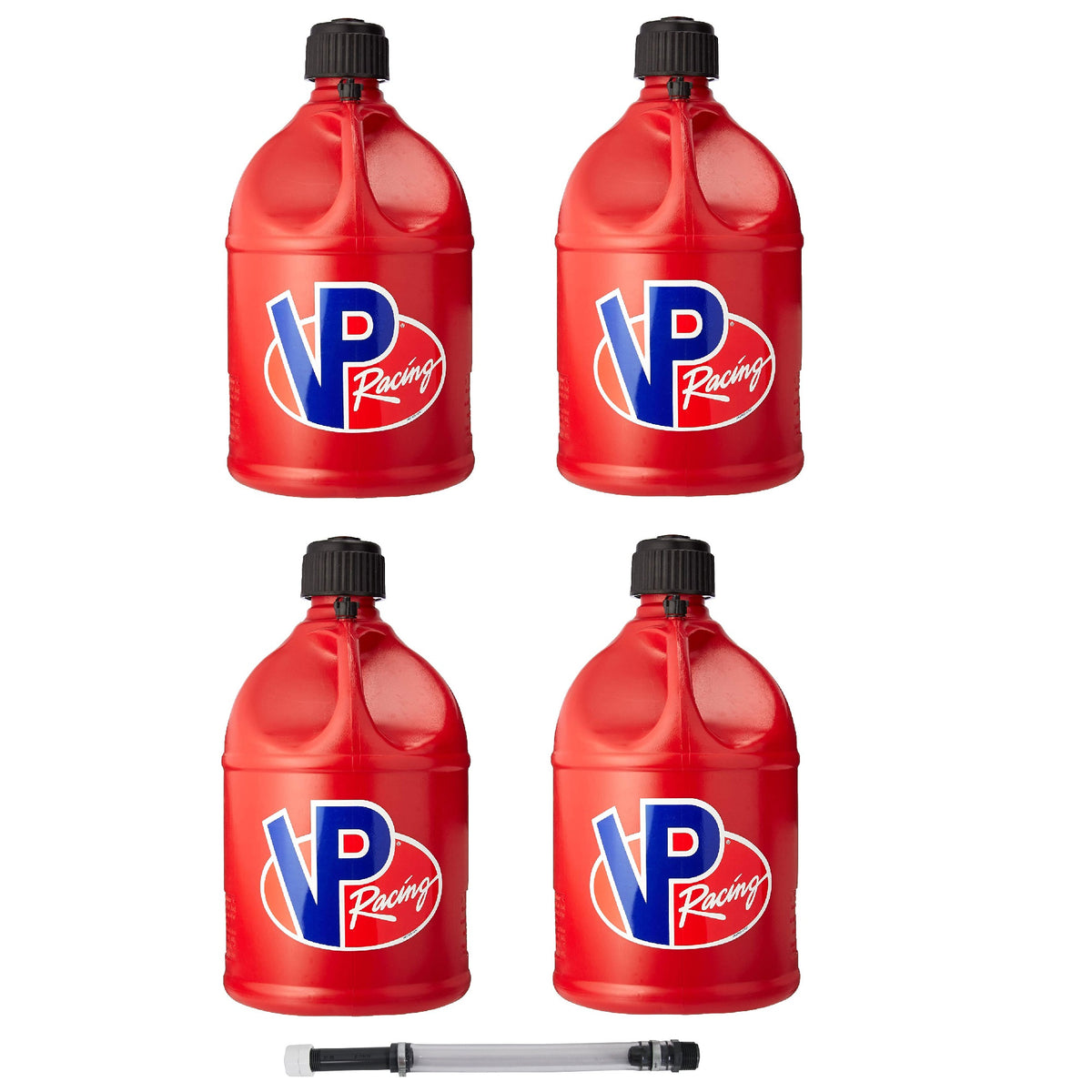 VP Racing Fuels 5.5 Gallon Utility Jugs (4 Pack) with 14 Inch Standard Hose, Red